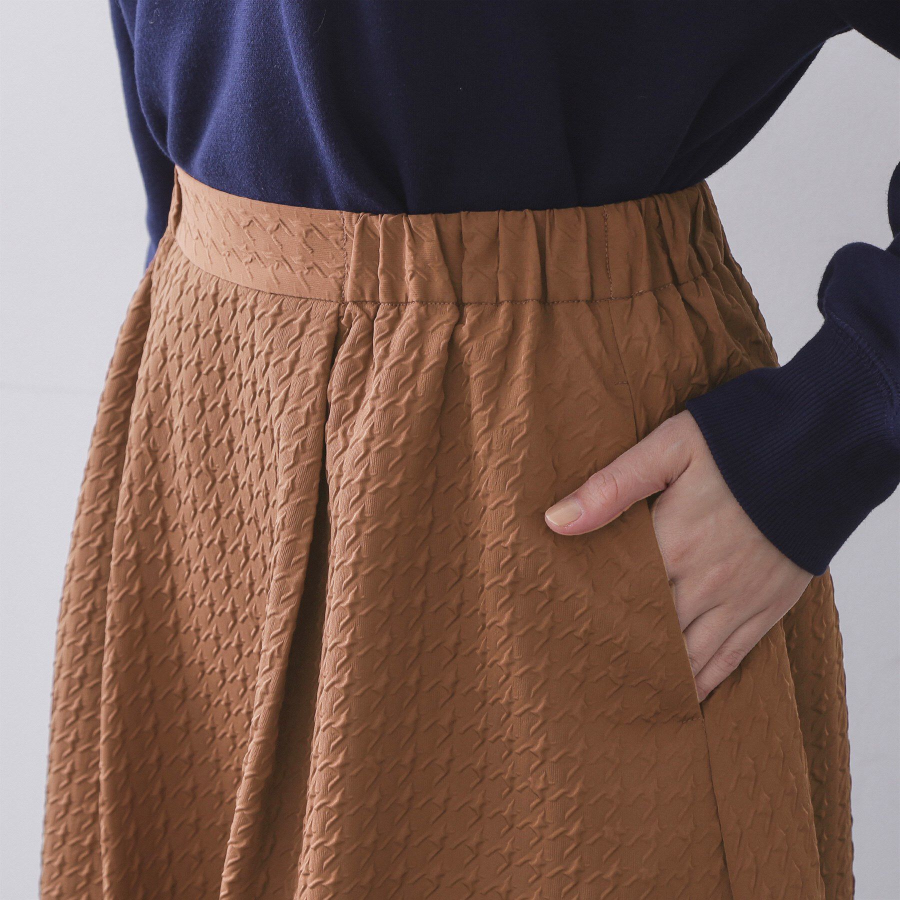 OPAQUE.CLIP「チドリエンボスフレアスカート【洗濯機OK】」|スカート|