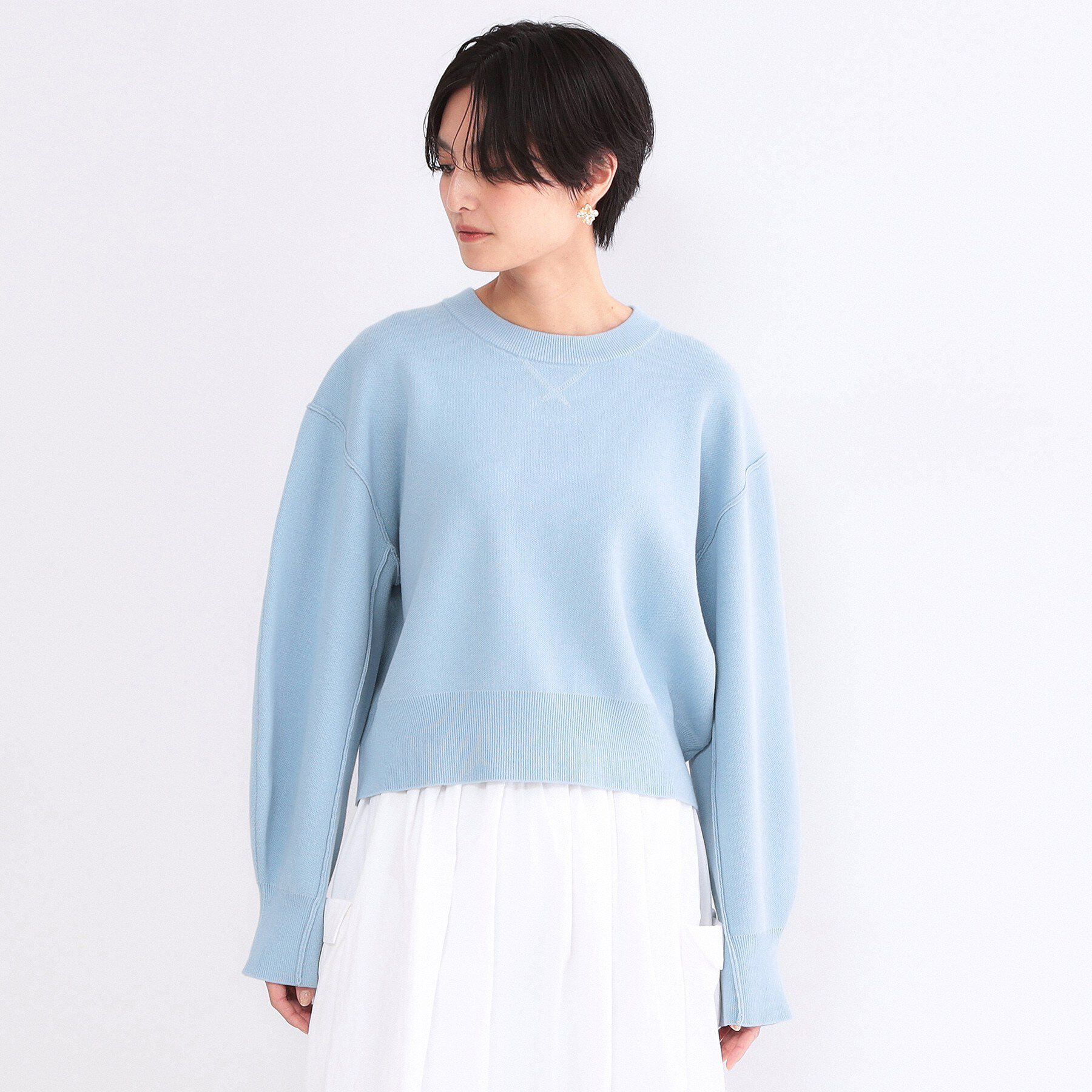 OPAQUE.CLIP「スウェットライクショートニット【洗濯機OK】」|ニット・セーター|