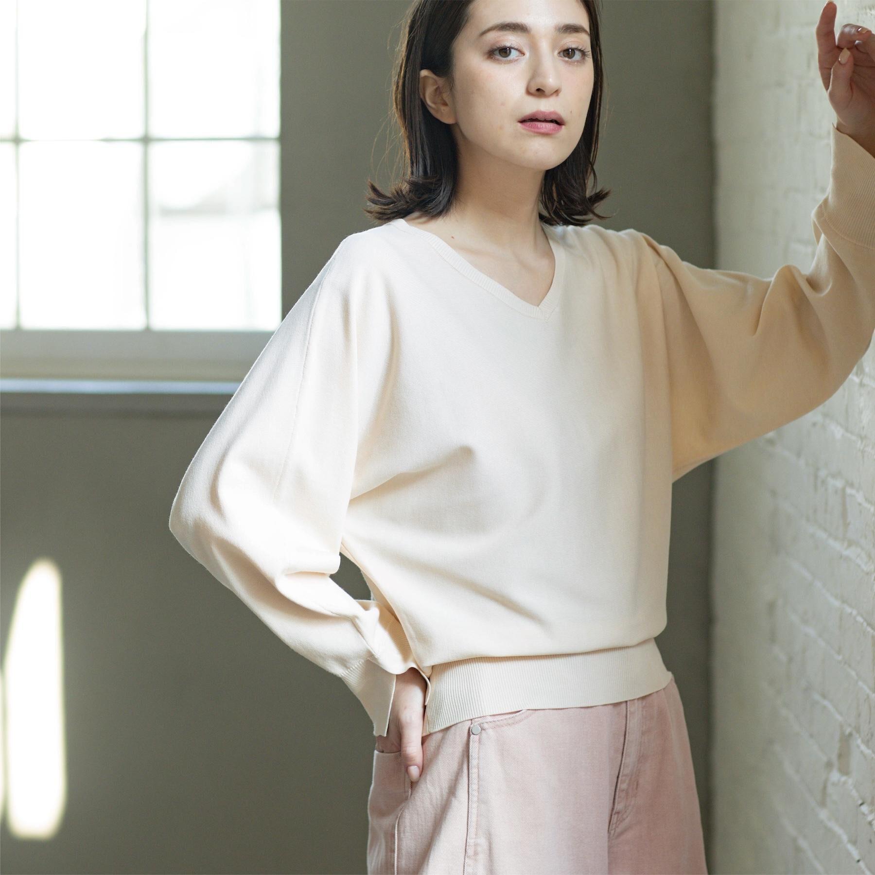 OPAQUE.CLIP「リラクシードルマンスリーブニット【洗濯機OK/抗ピル】」|ニット・セーター|アイボリー(004)