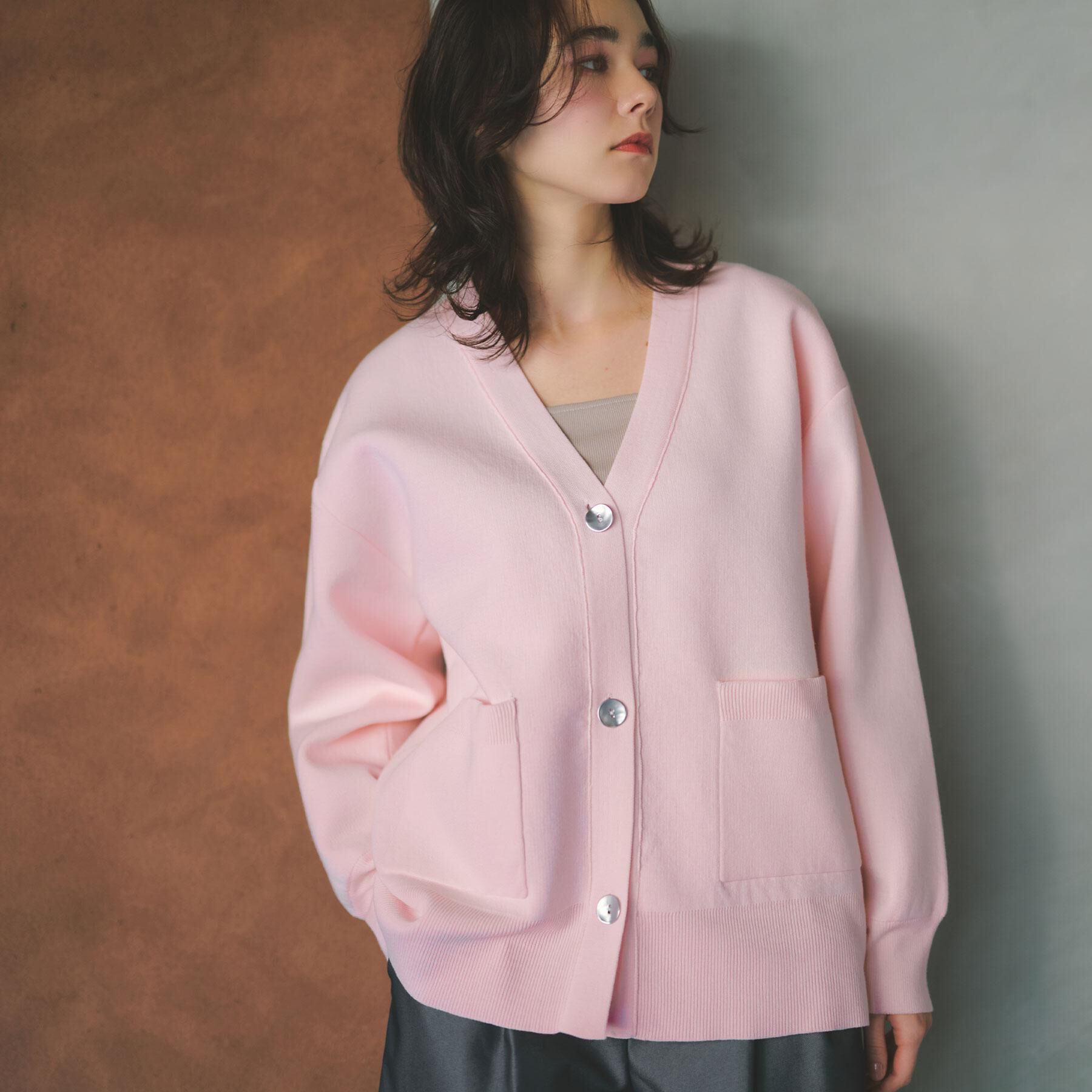 OPAQUE.CLIP「Vネックミドルニットカーディガン【洗濯機OK】」|カーディガン|