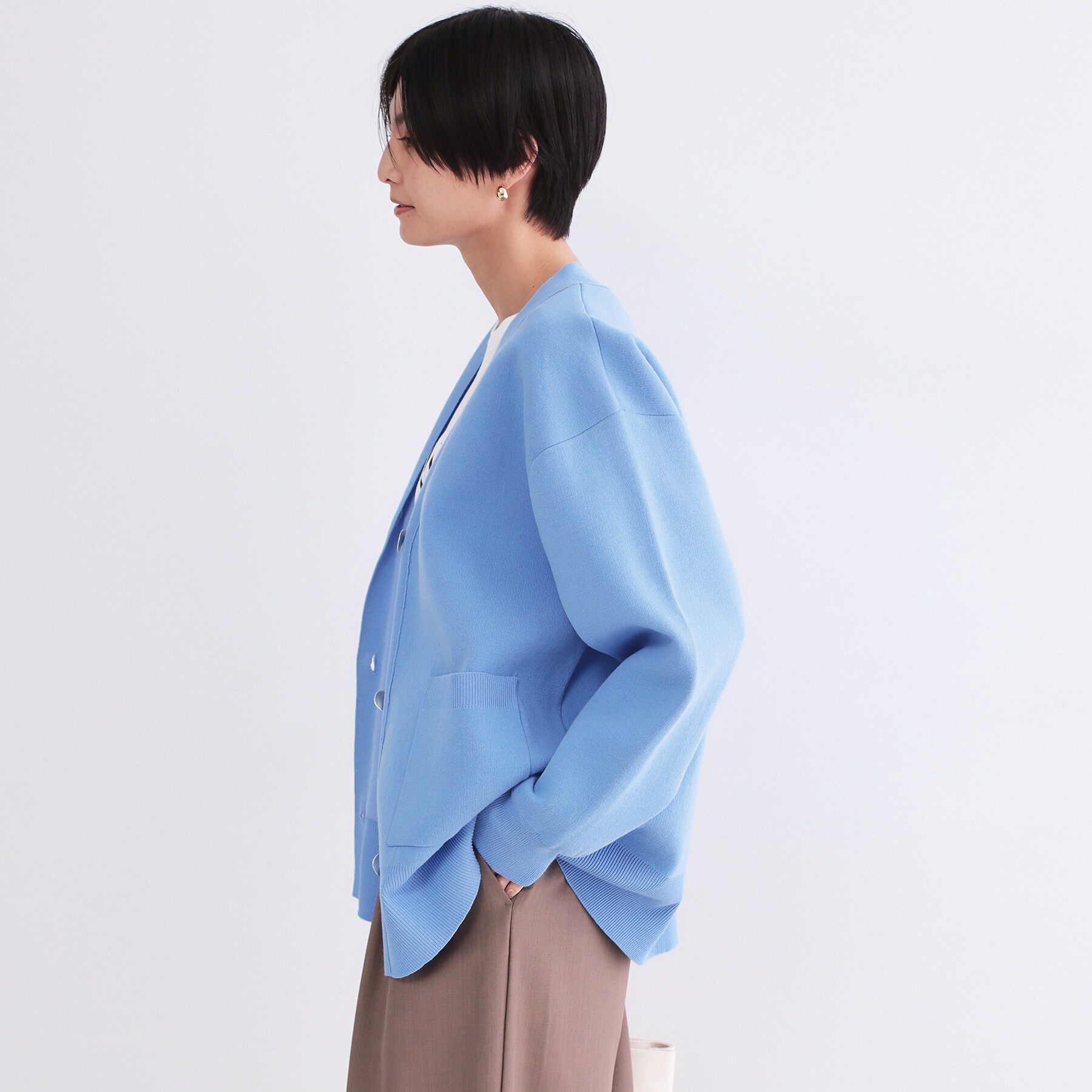 OPAQUE.CLIP「Vネックミドルニットカーディガン【洗濯機OK】」|カーディガン|