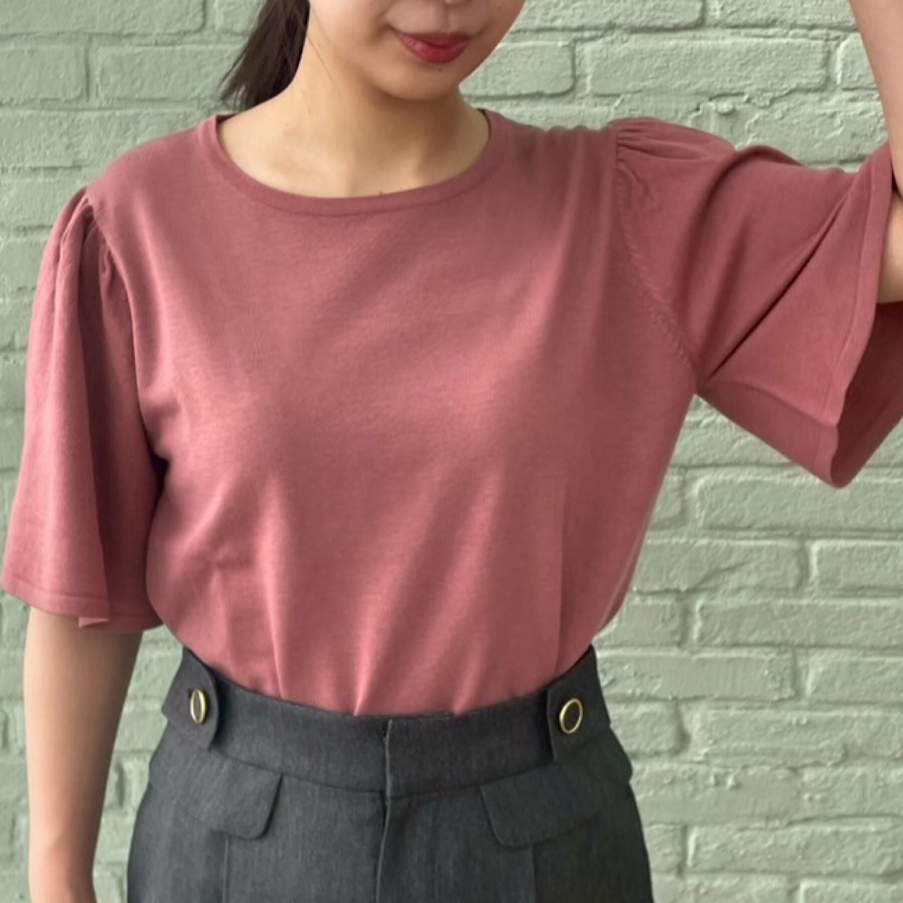 Couture broach「【フェミニン・5分袖・通勤】配色フレアスリーブニット」|ニット・セーター|