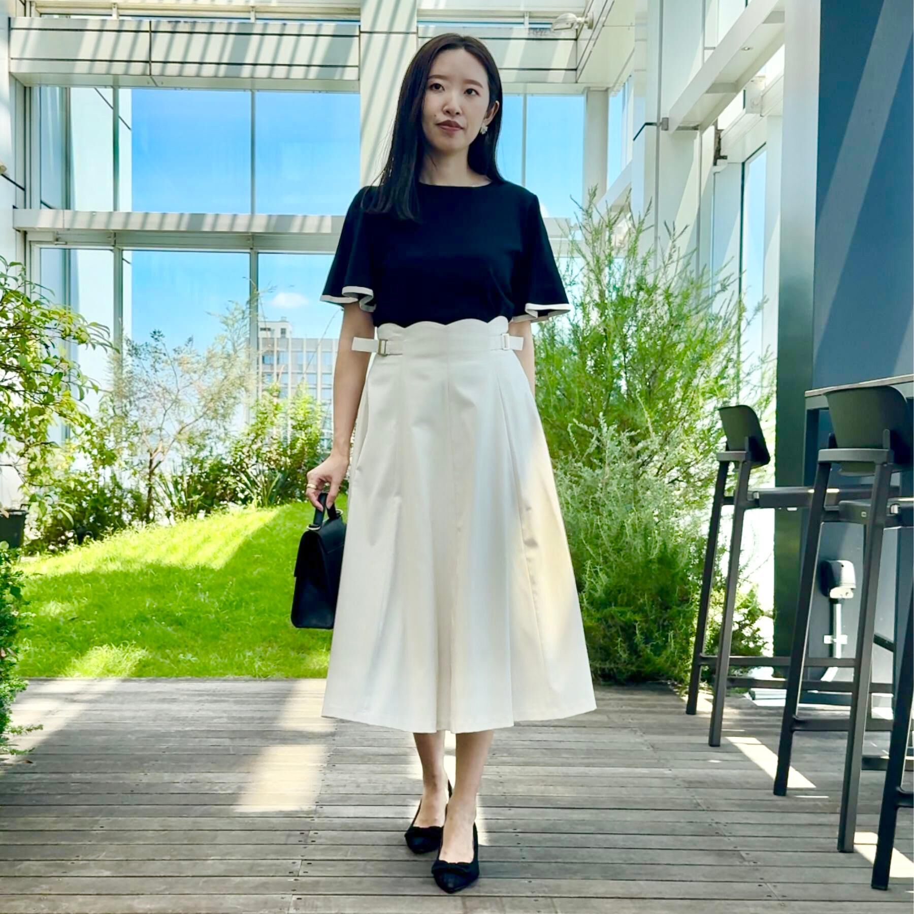 Couture broach「【フェミニン・5分袖・通勤】配色フレアスリーブニット」|ニット・セーター|