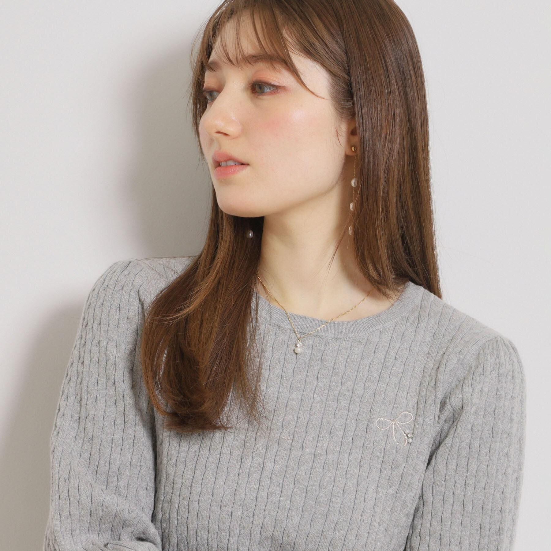 Couture broach「【洗える】リボンエンブロ細ケーブルニット」|ニット・セーター|