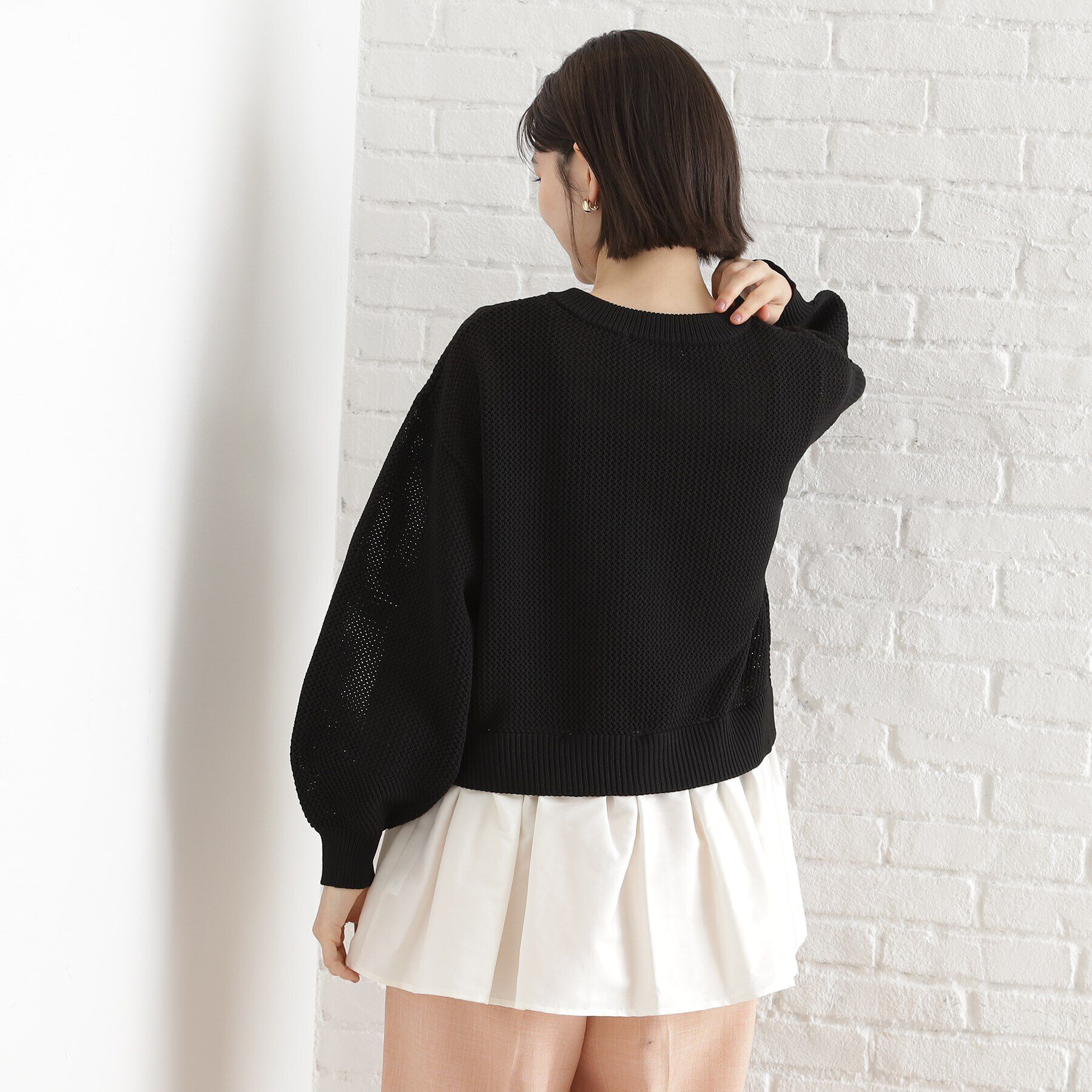 THE SHOP TK「布帛ドッキングメッシュカーデ」|カーディガン|