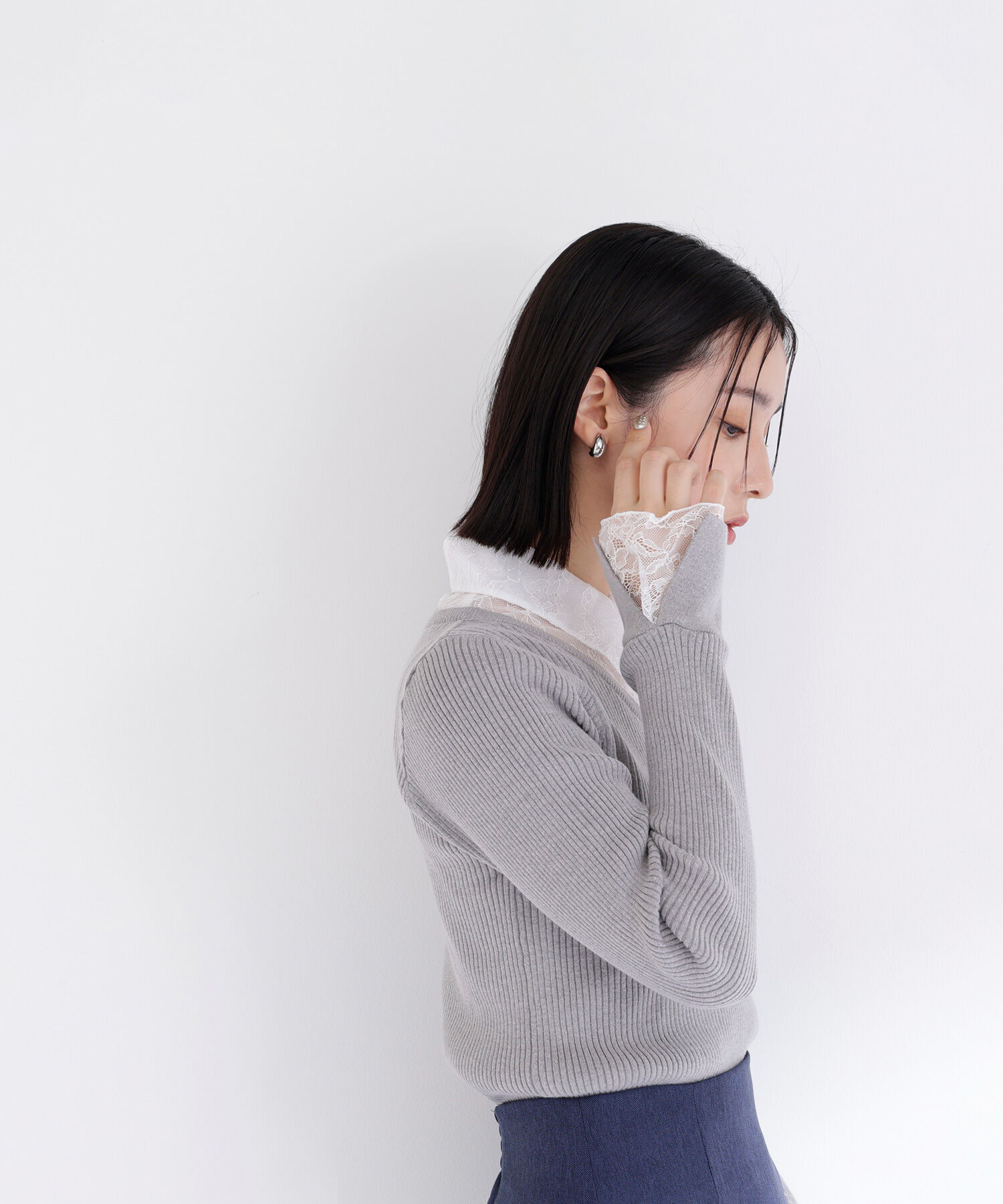  「レースカラードッキングニット」|ニット・セーター|