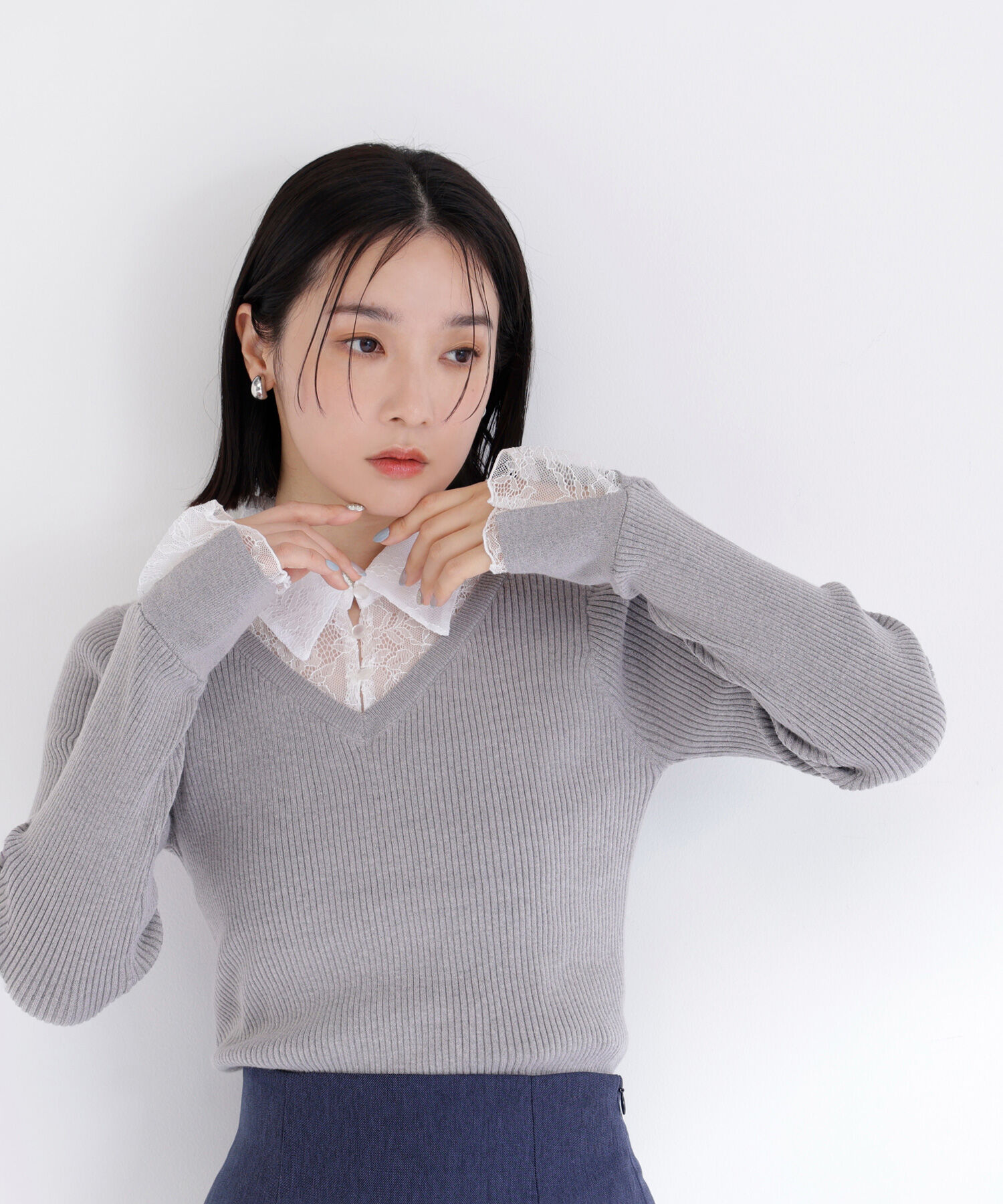  「レースカラードッキングニット」|ニット・セーター|