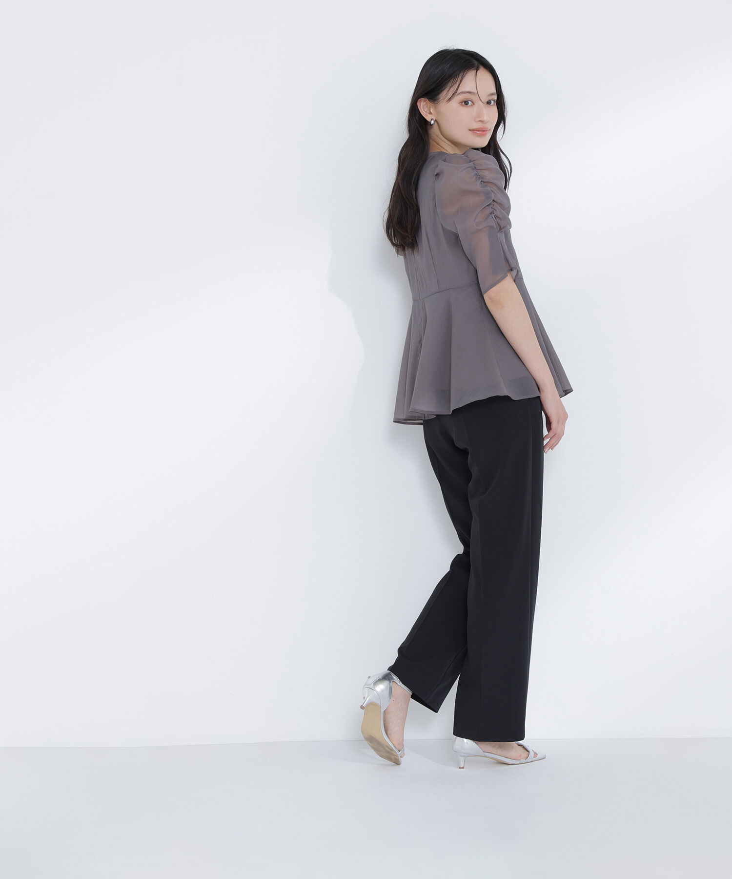  「シアーペプラムブラウス半袖」|シャツ・ブラウス|