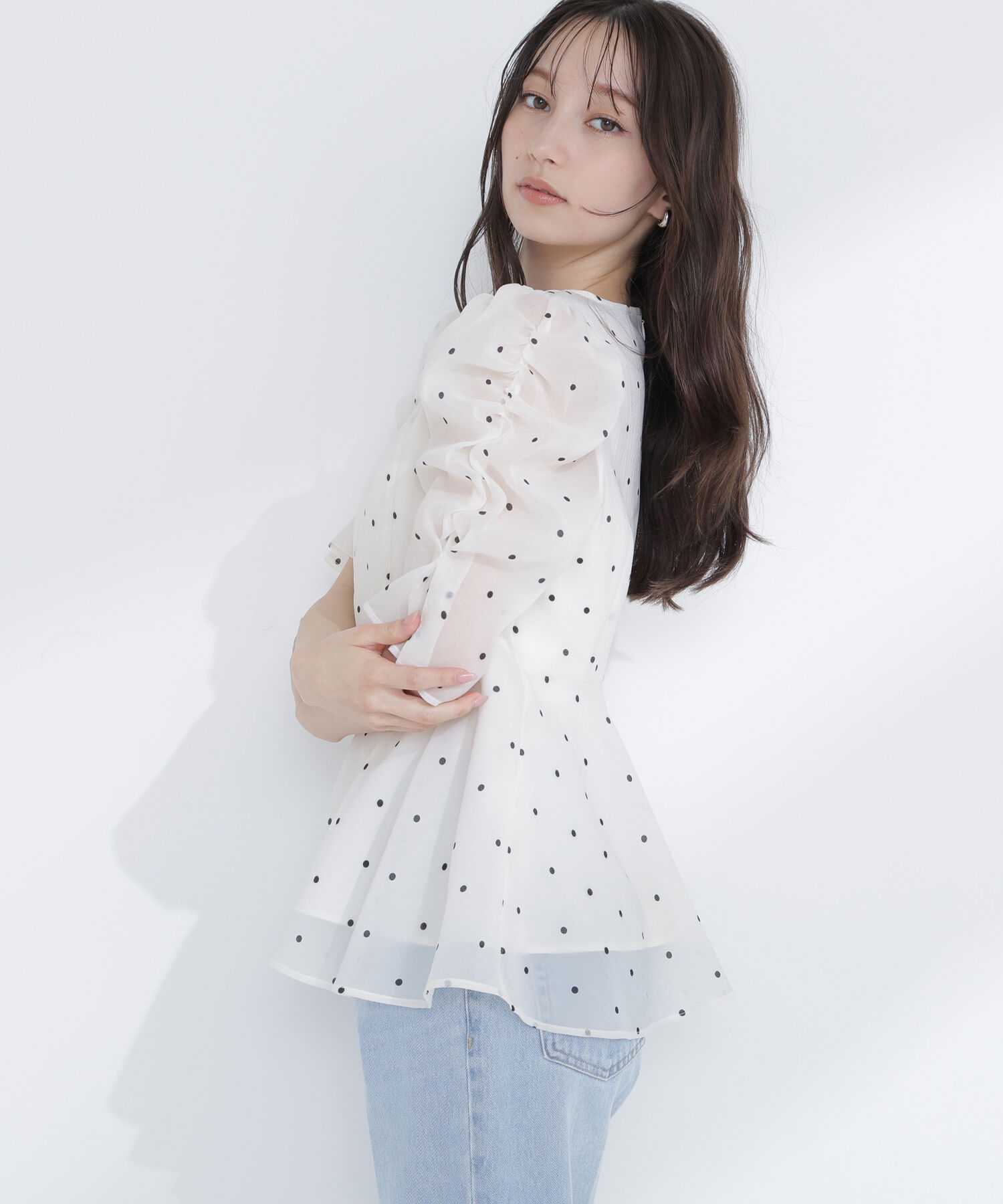  「シアーペプラムブラウス半袖」|シャツ・ブラウス|