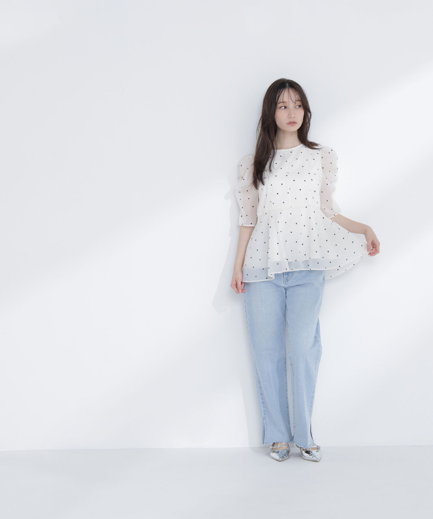  「シアーペプラムブラウス半袖」|シャツ・ブラウス|