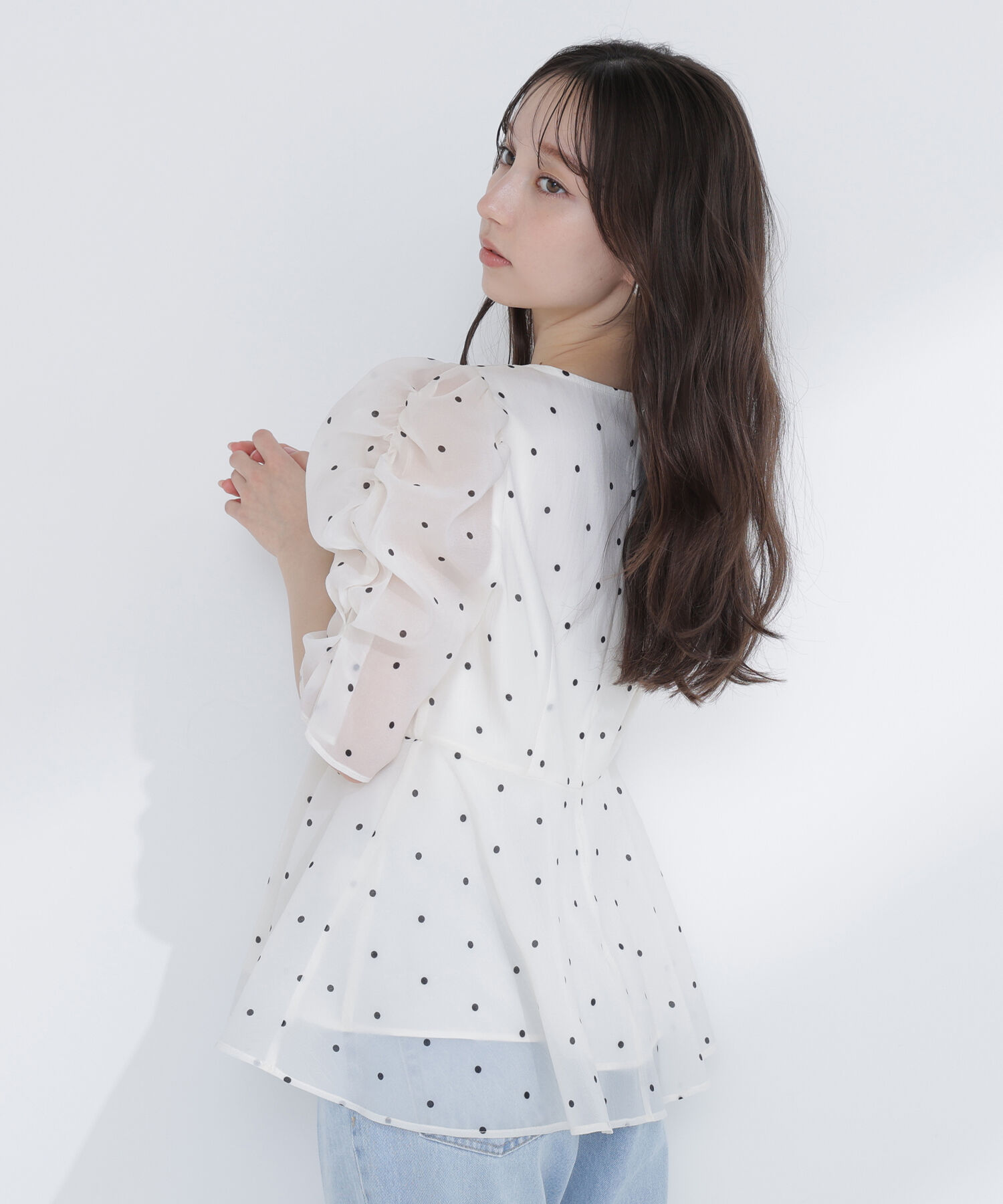  「シアーペプラムブラウス半袖」|シャツ・ブラウス|