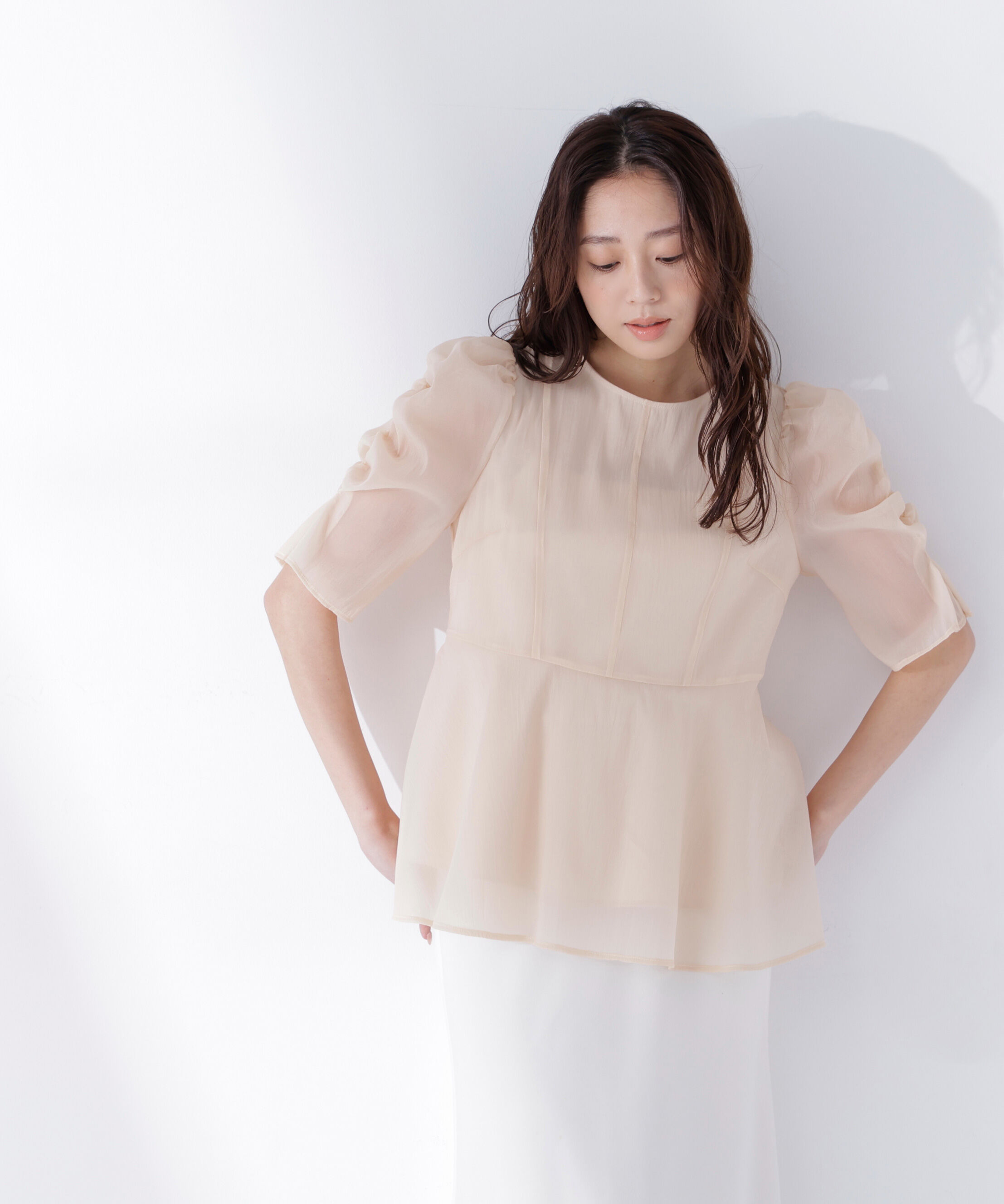  「シアーペプラムブラウス半袖」|シャツ・ブラウス|