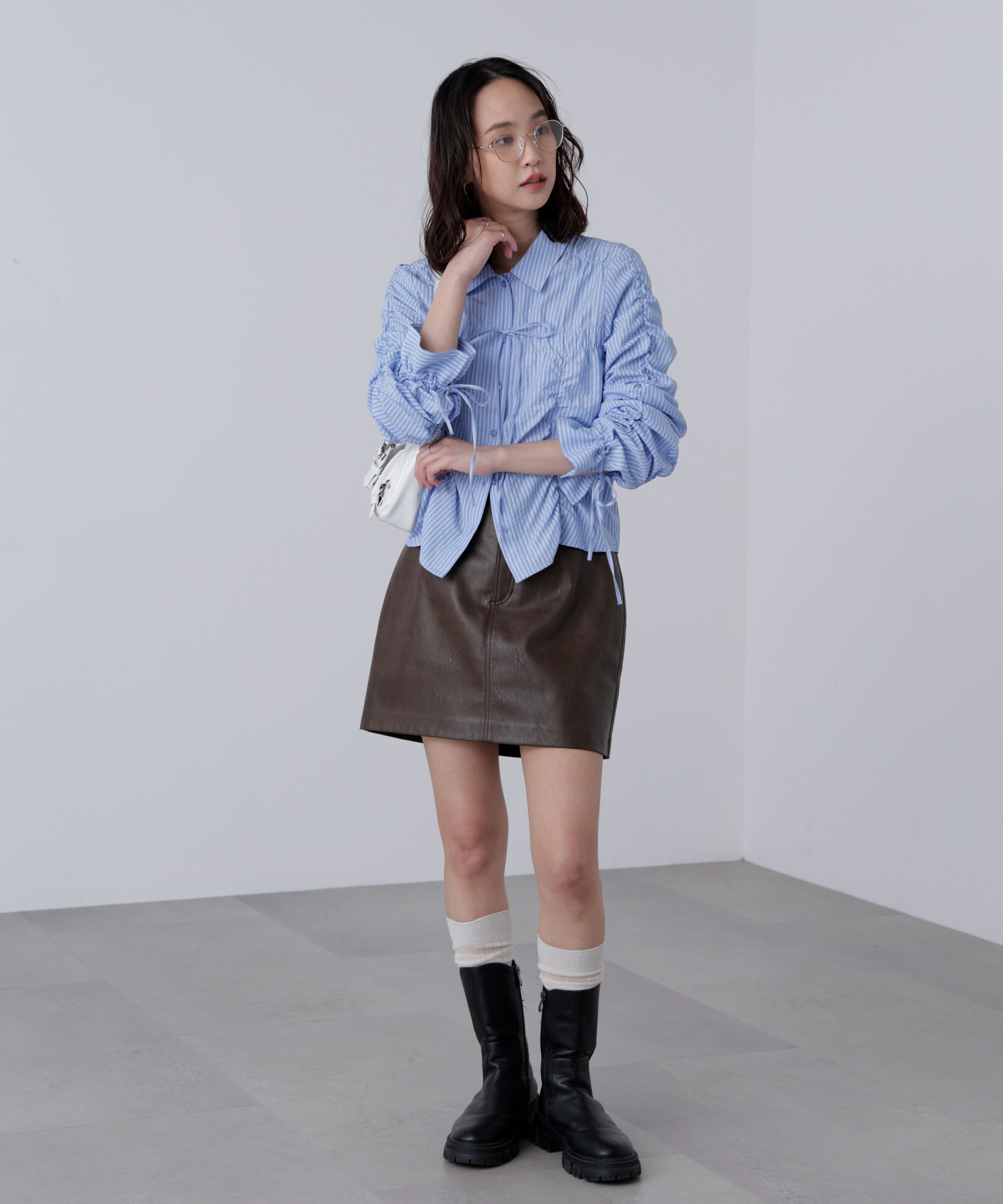  「合皮ミニスカート」|スカート|