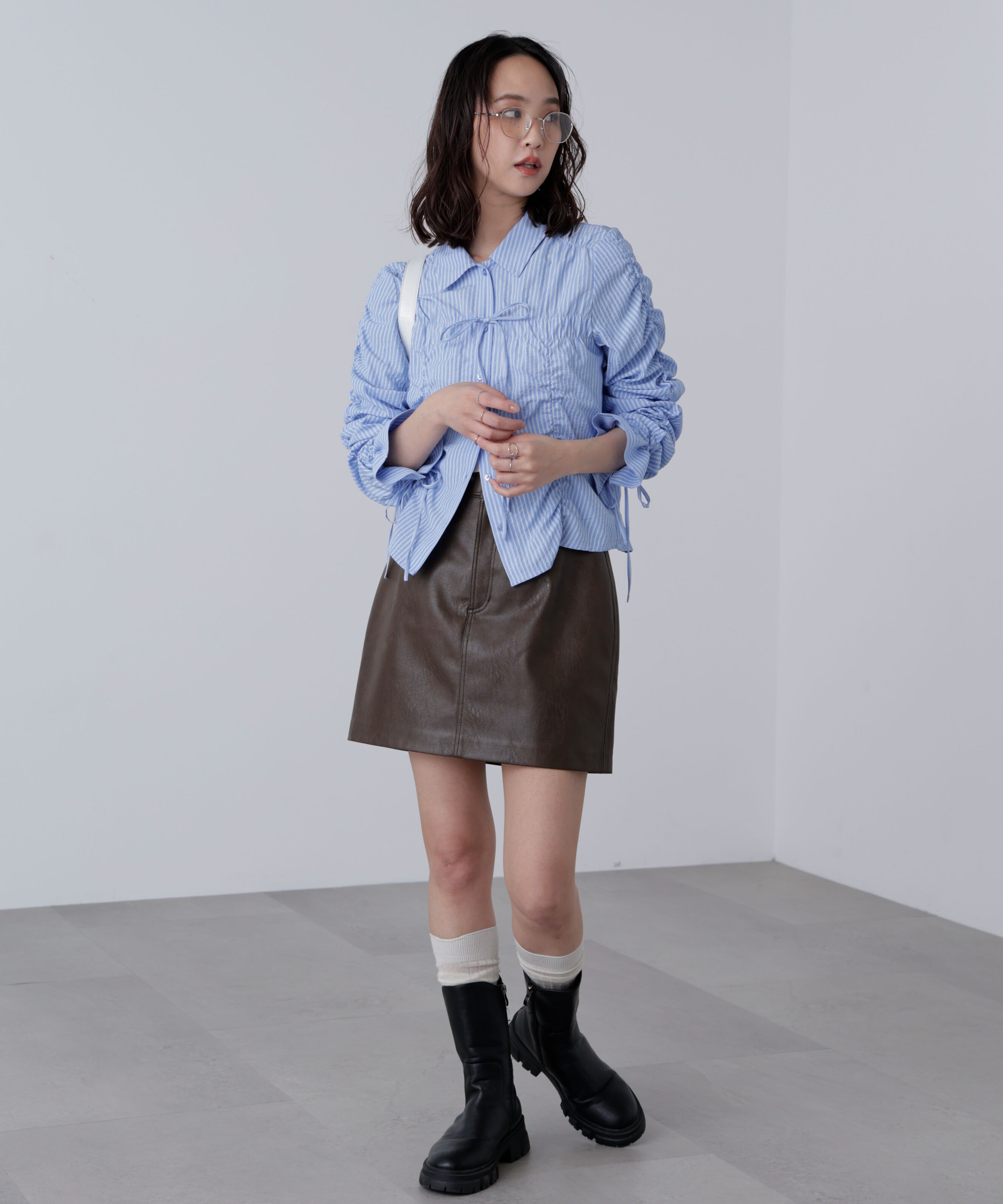  「合皮ミニスカート」|スカート|