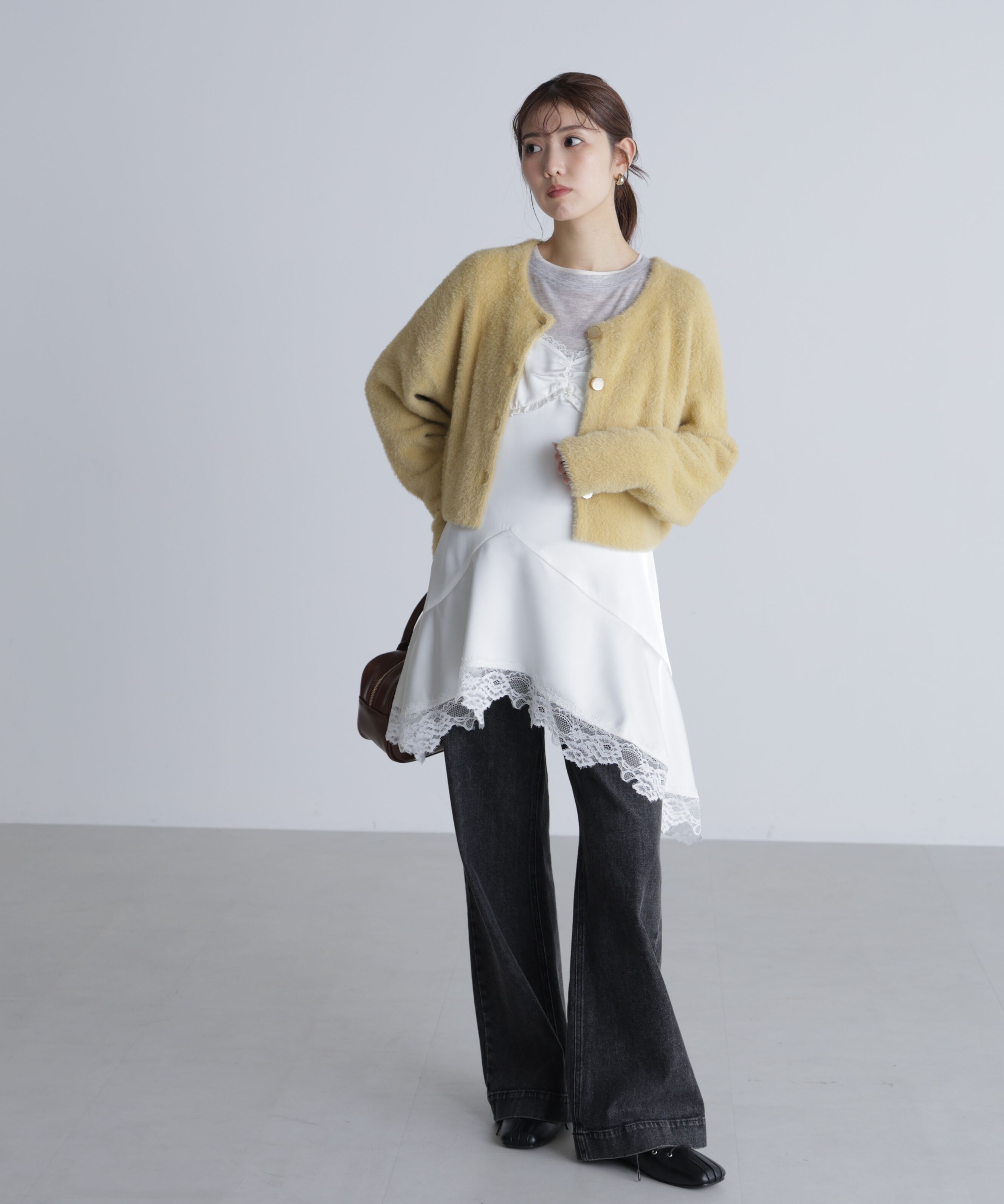  「前後2wayショートシャギー短丈ニット」|ニット・セーター|