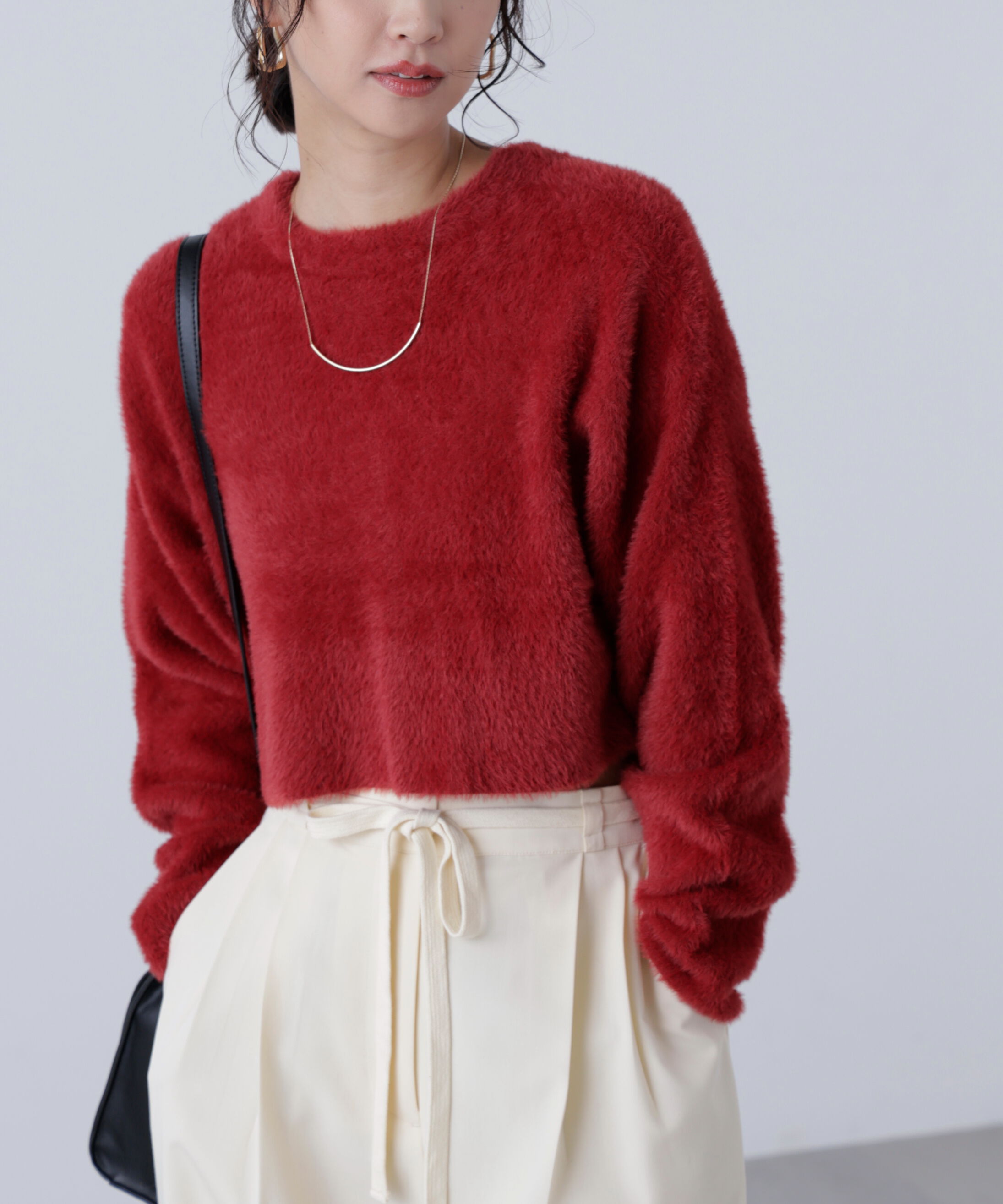  「前後2wayショートシャギー短丈ニット」|ニット・セーター|