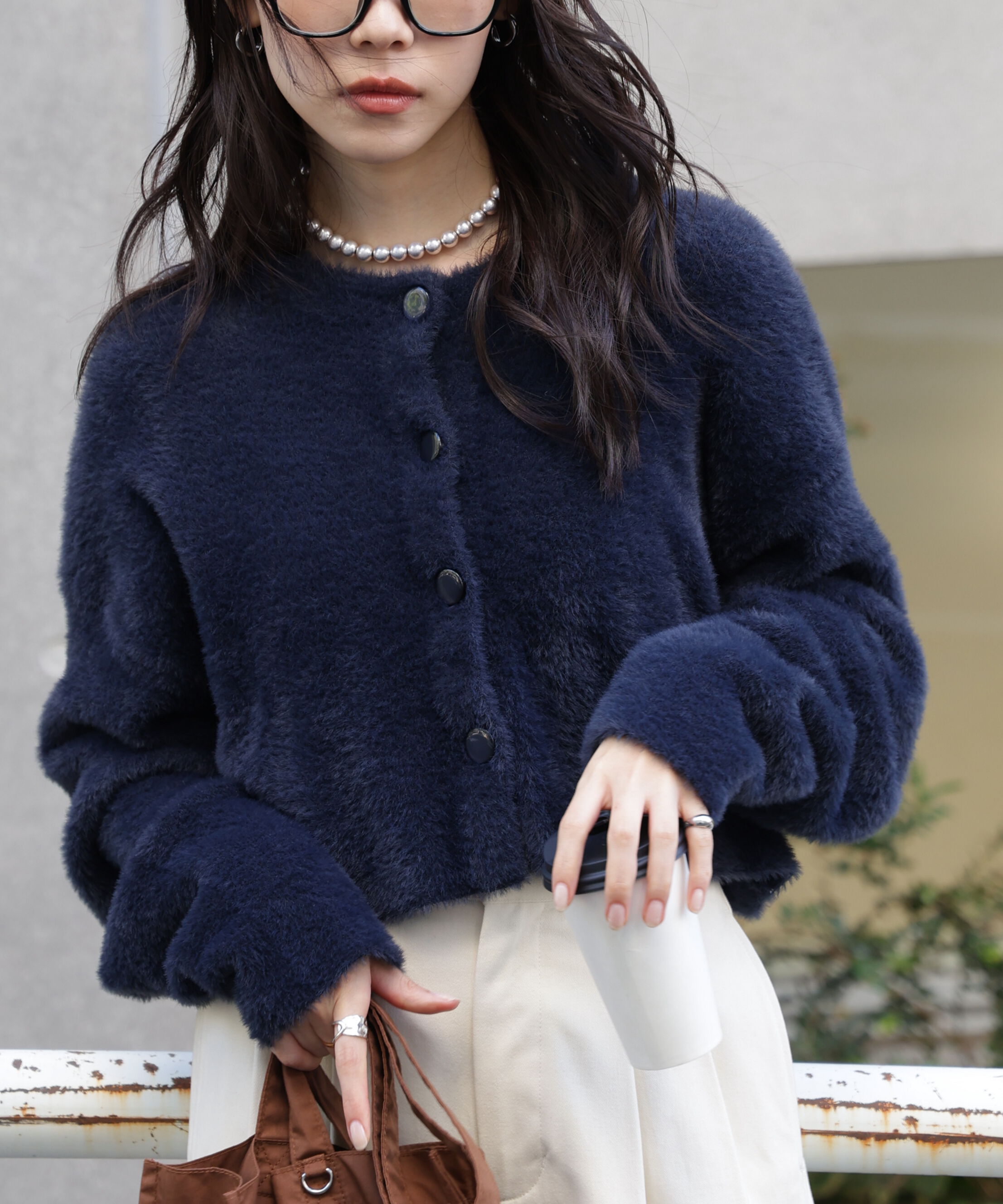  「前後2wayショートシャギー短丈ニット」|ニット・セーター|