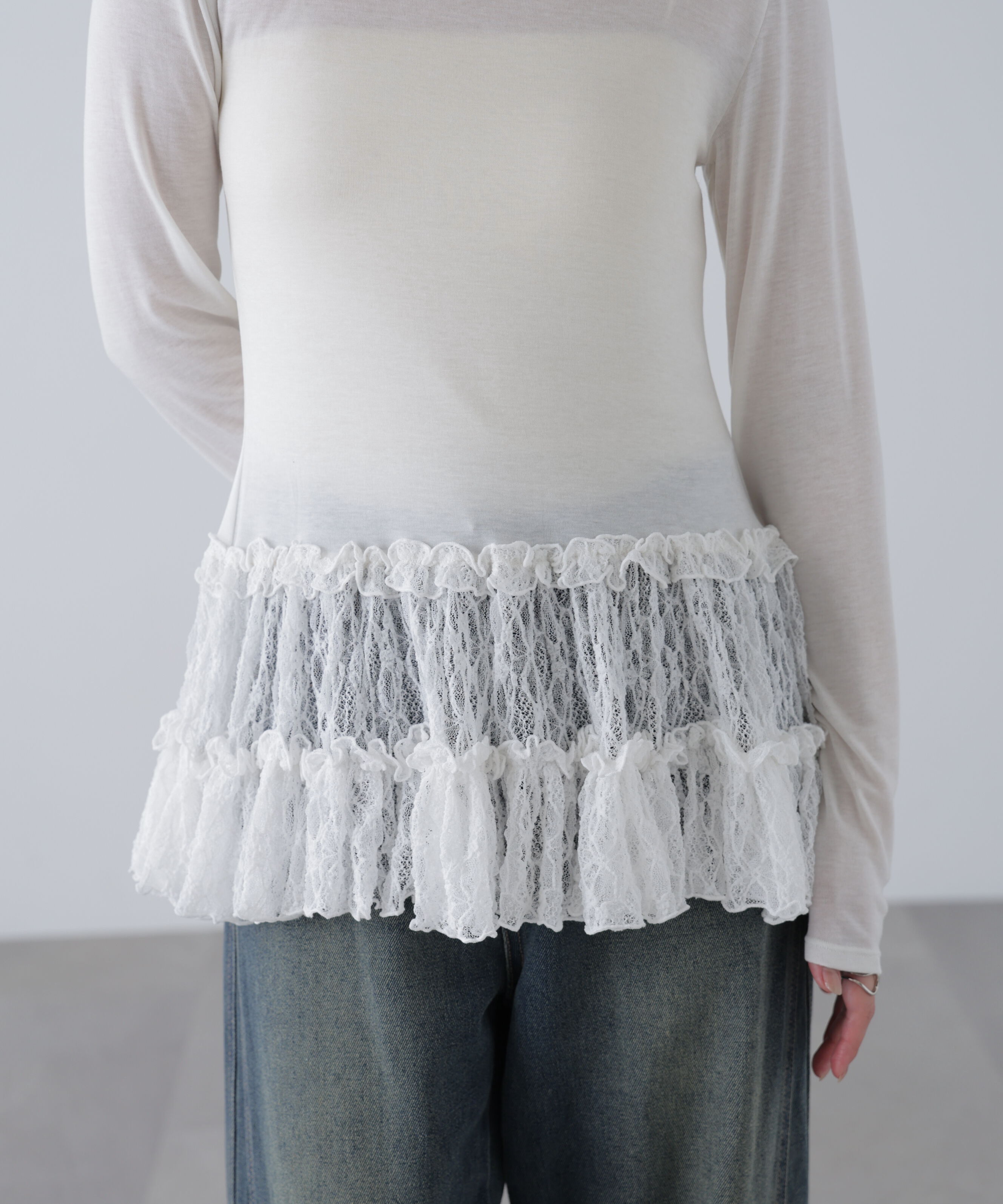  「長袖裾フリルカットソー」|Tシャツ・カットソー|