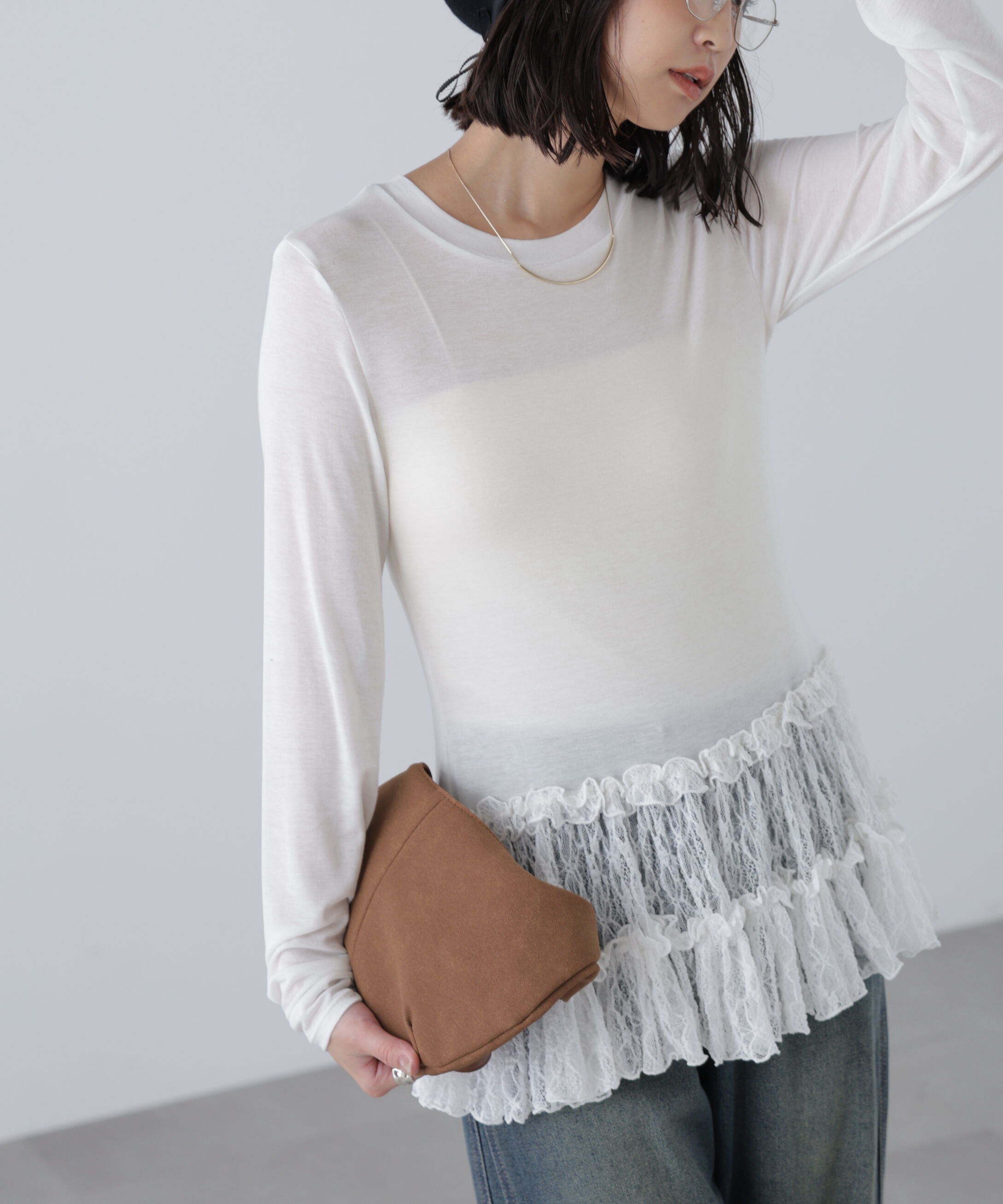  「長袖裾フリルカットソー」|Tシャツ・カットソー|