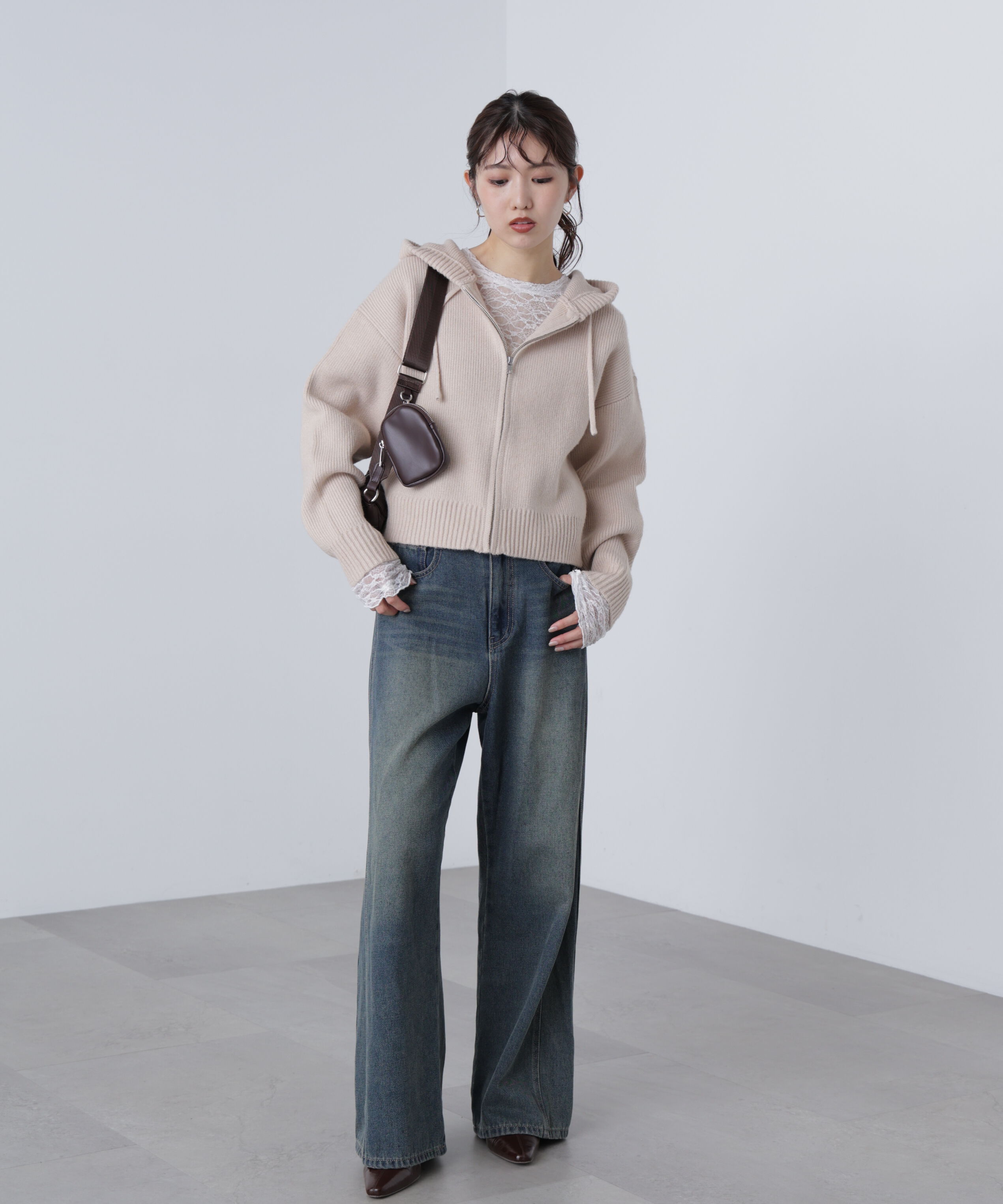  「ジップニットパーカー」|ニット・セーター|