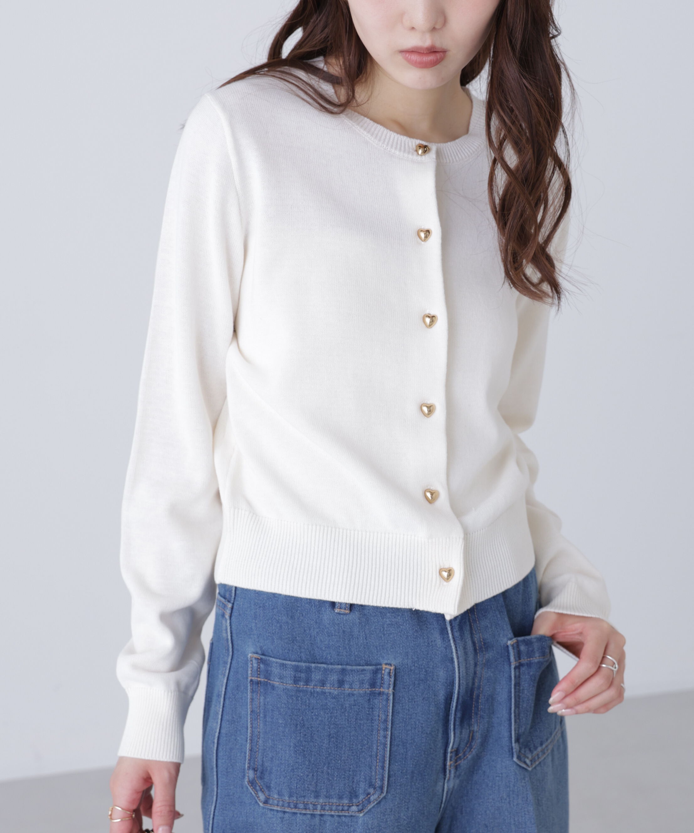  「ハートボタンニットカーディガン」|ニット・セーター|