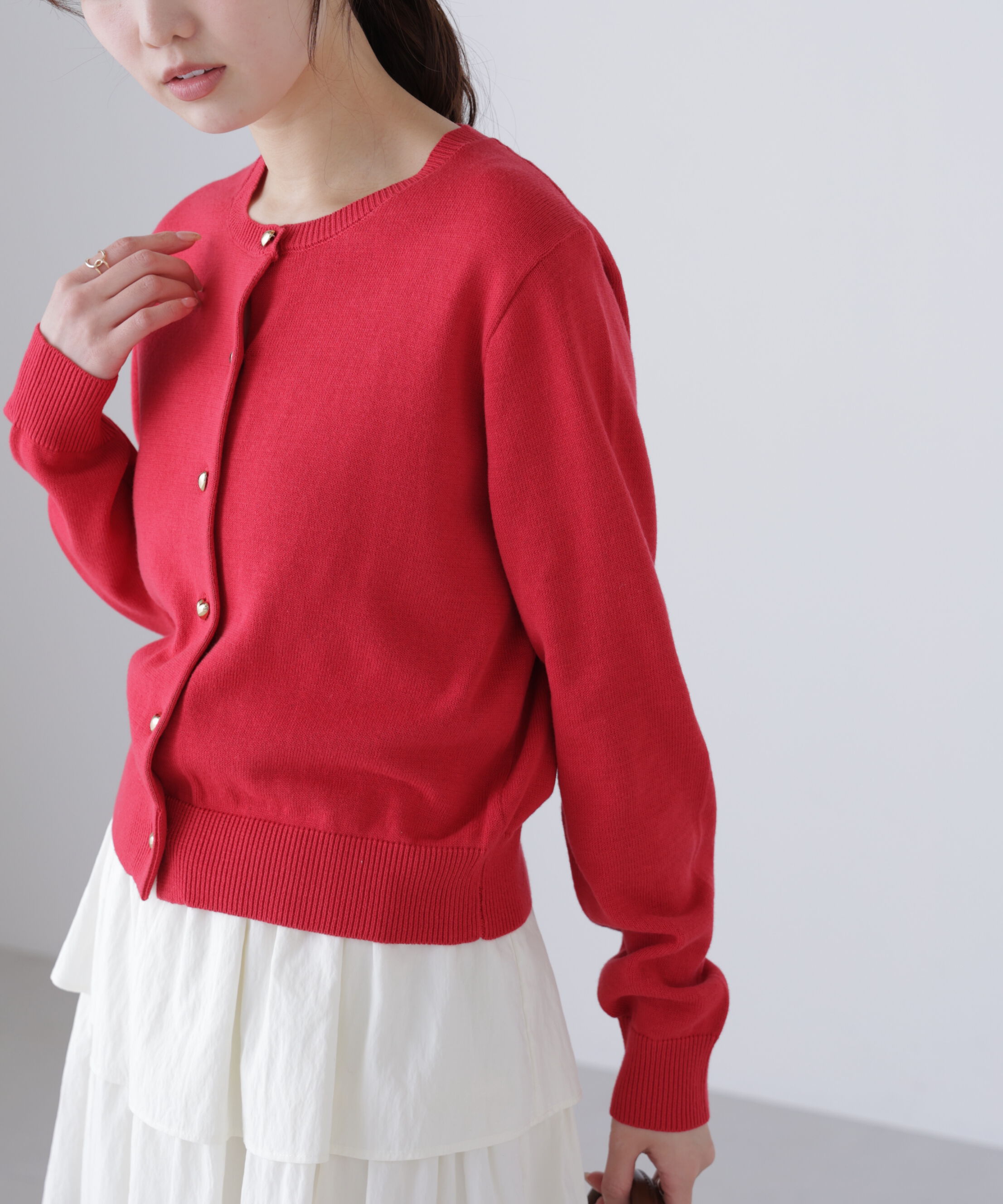  「ハートボタンニットカーディガン」|ニット・セーター|