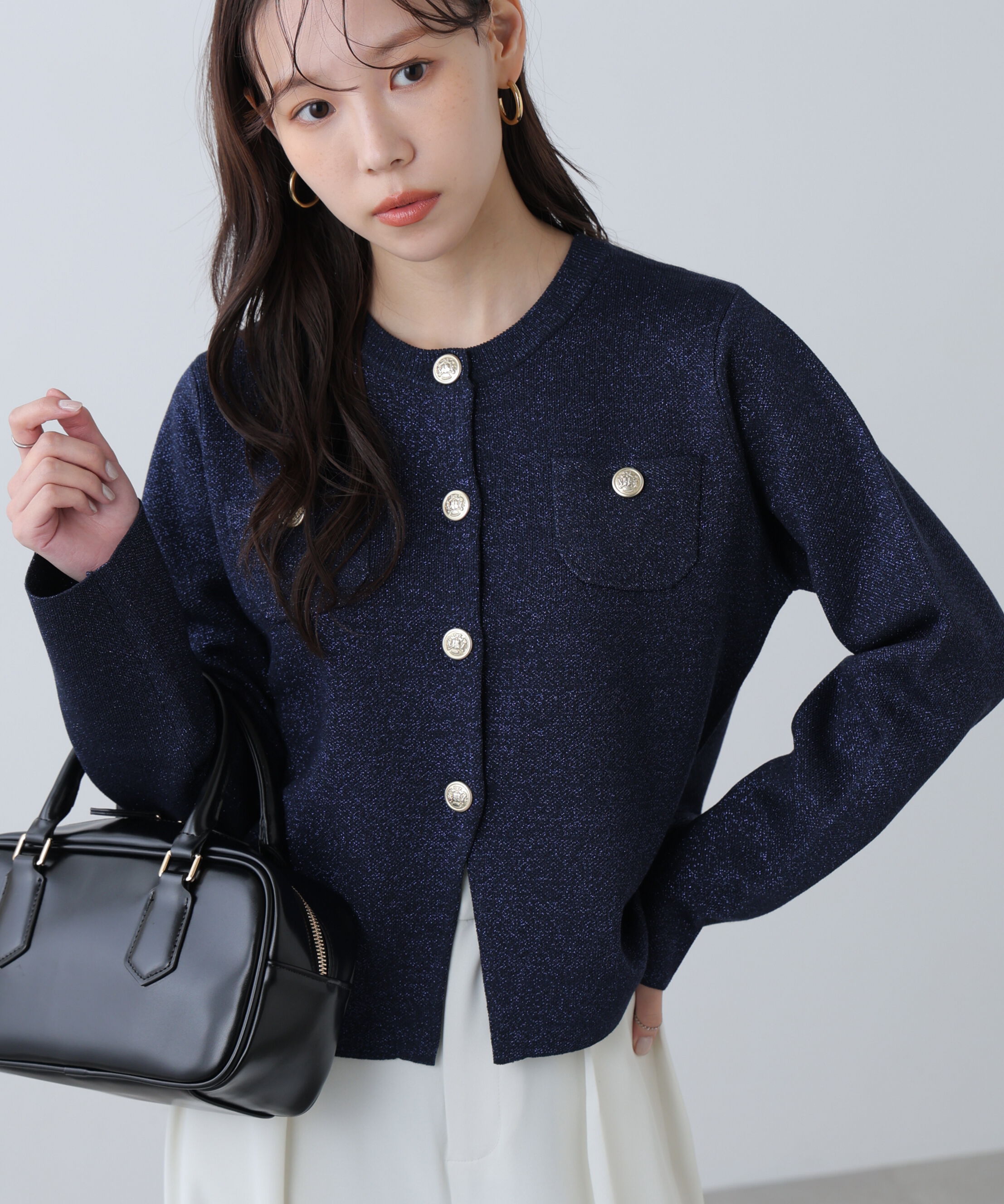  「〈MFM〉エンブレムボタンラメカーディガン」|ニット・セーター|