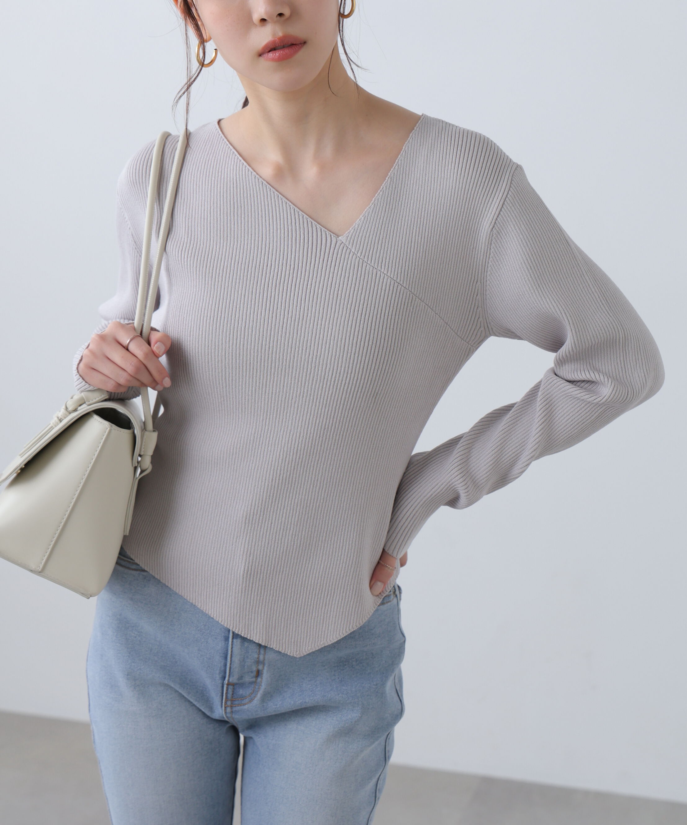  「〈MFM〉アシメVネックニット」|ニット・セーター|