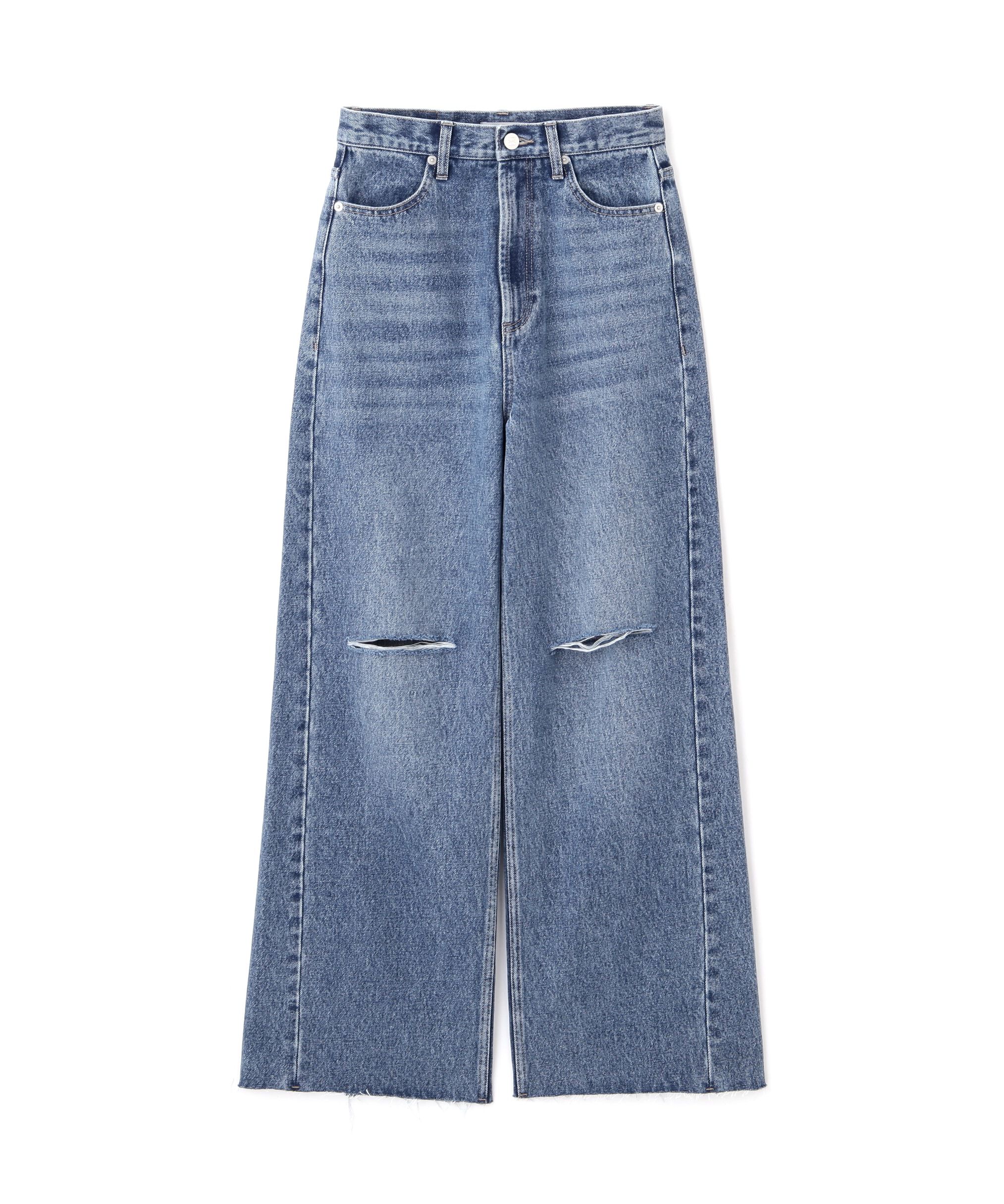  「ダメージデニムスリットワイドパンツ」|その他|