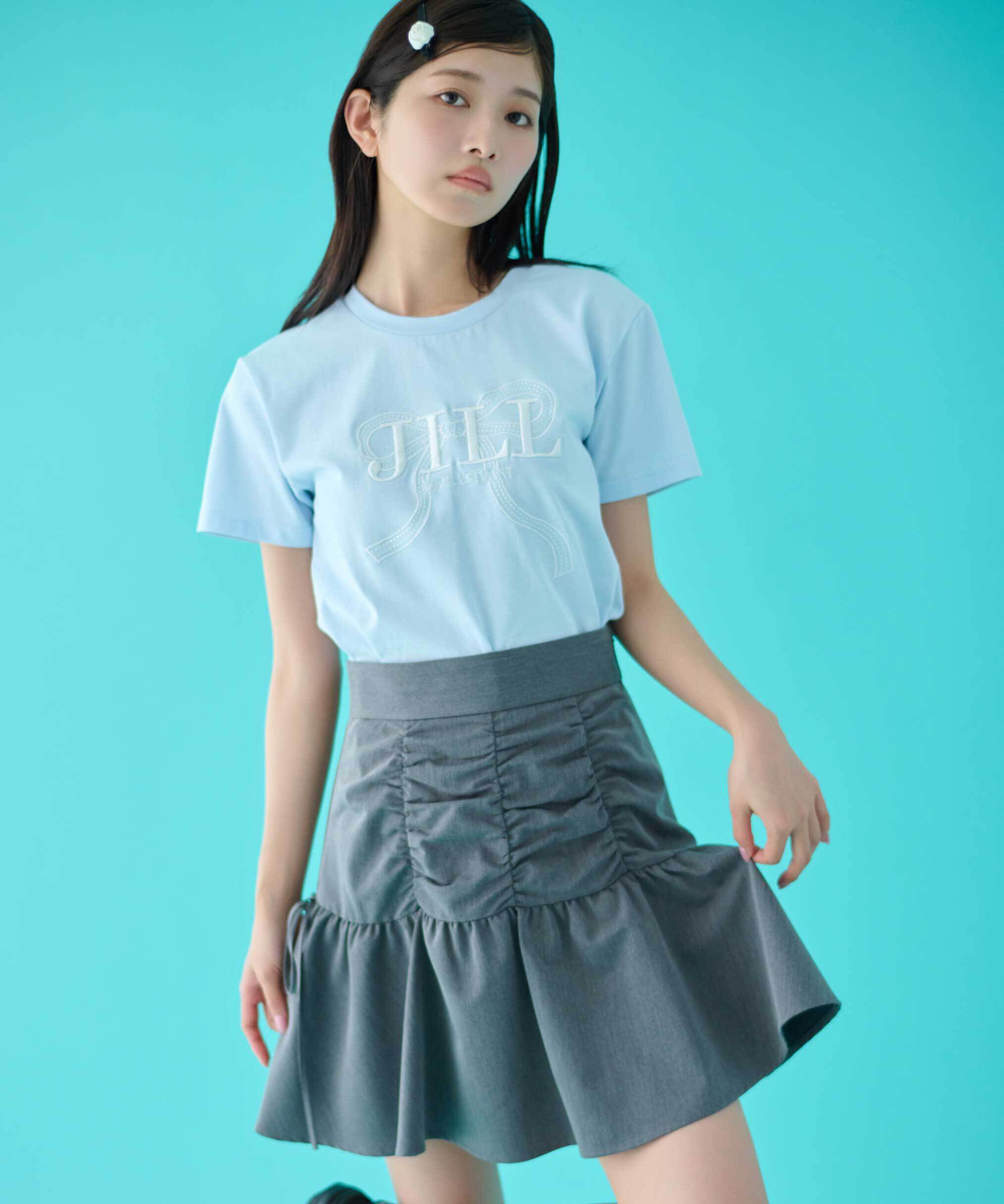  「ギャザーデザインミニスカパン」|その他|チャコール1