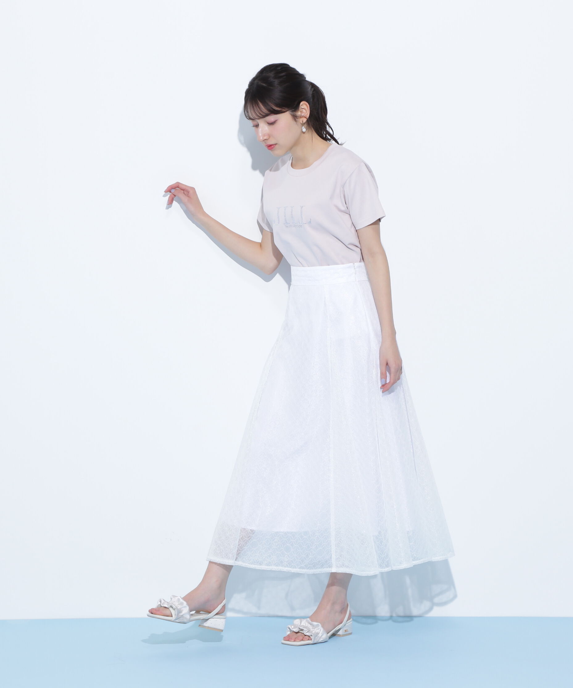  「シャイニーレースフレアスカート」|スカート|