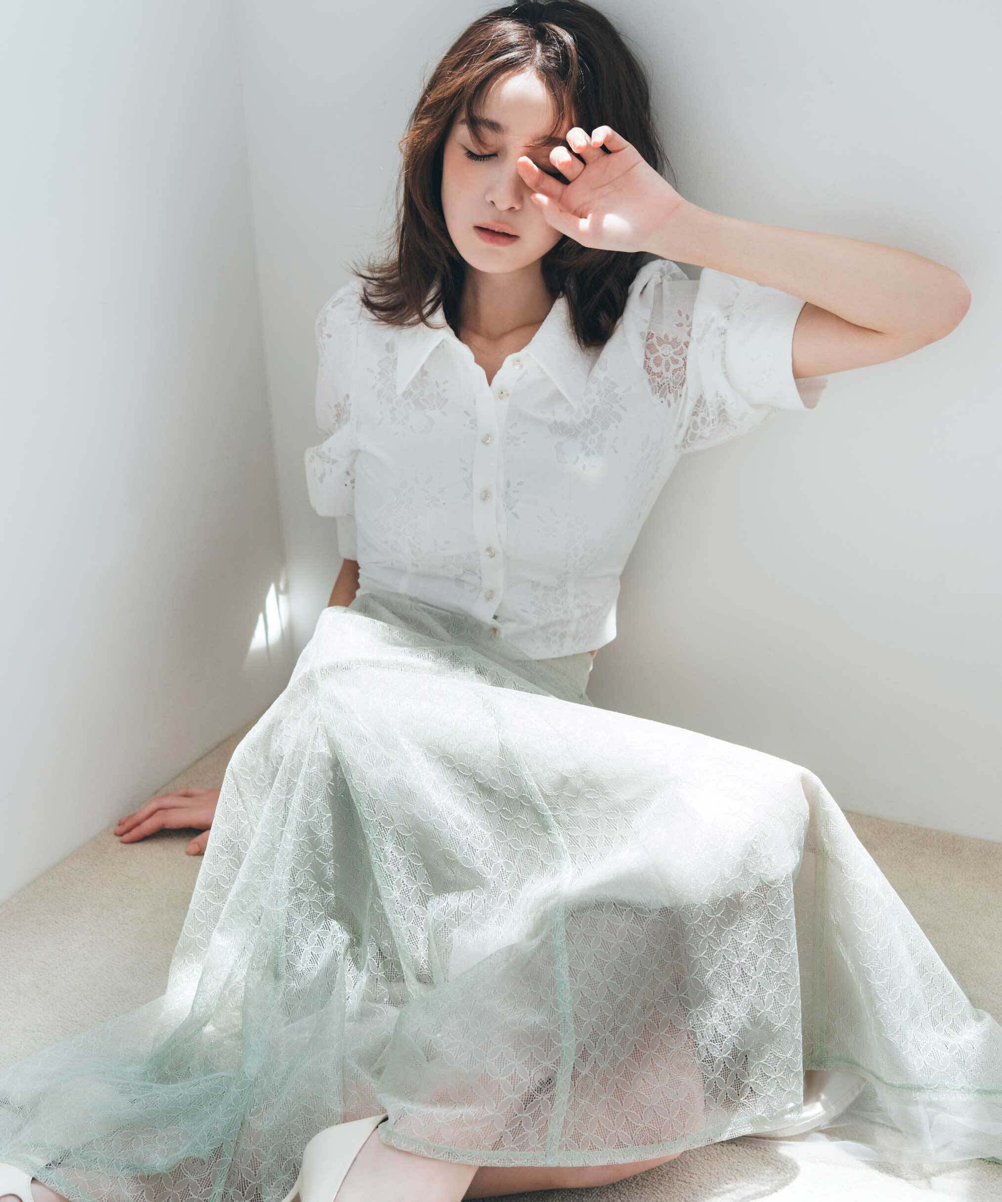  「シャイニーレースフレアスカート」|スカート|