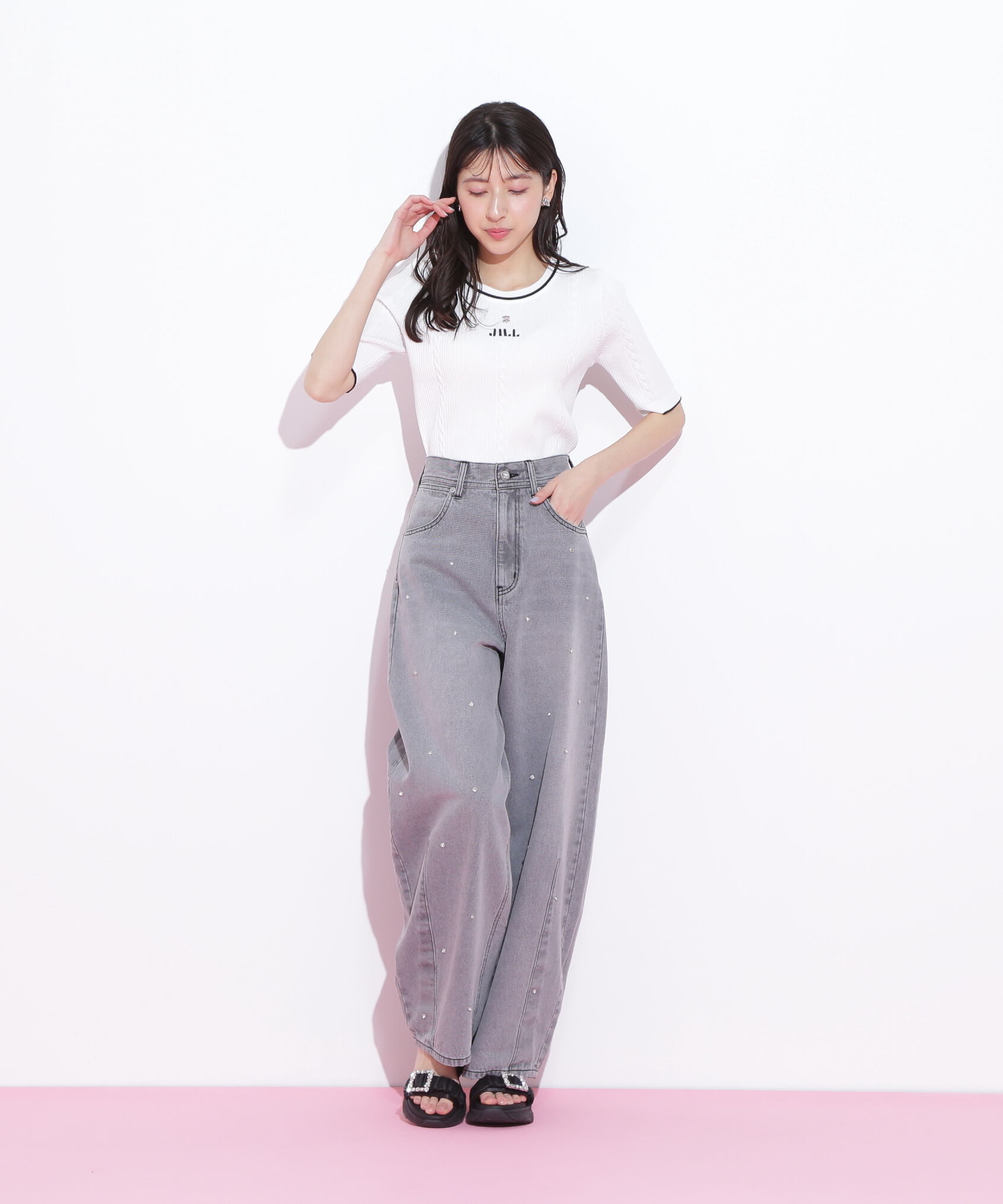  「ビジュートッピングデニムパンツ」|その他|