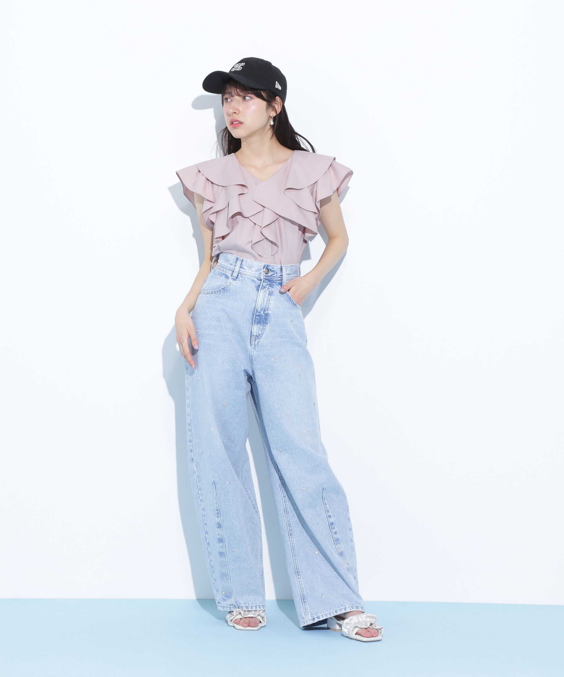  「ビジュートッピングデニムパンツ」|その他|