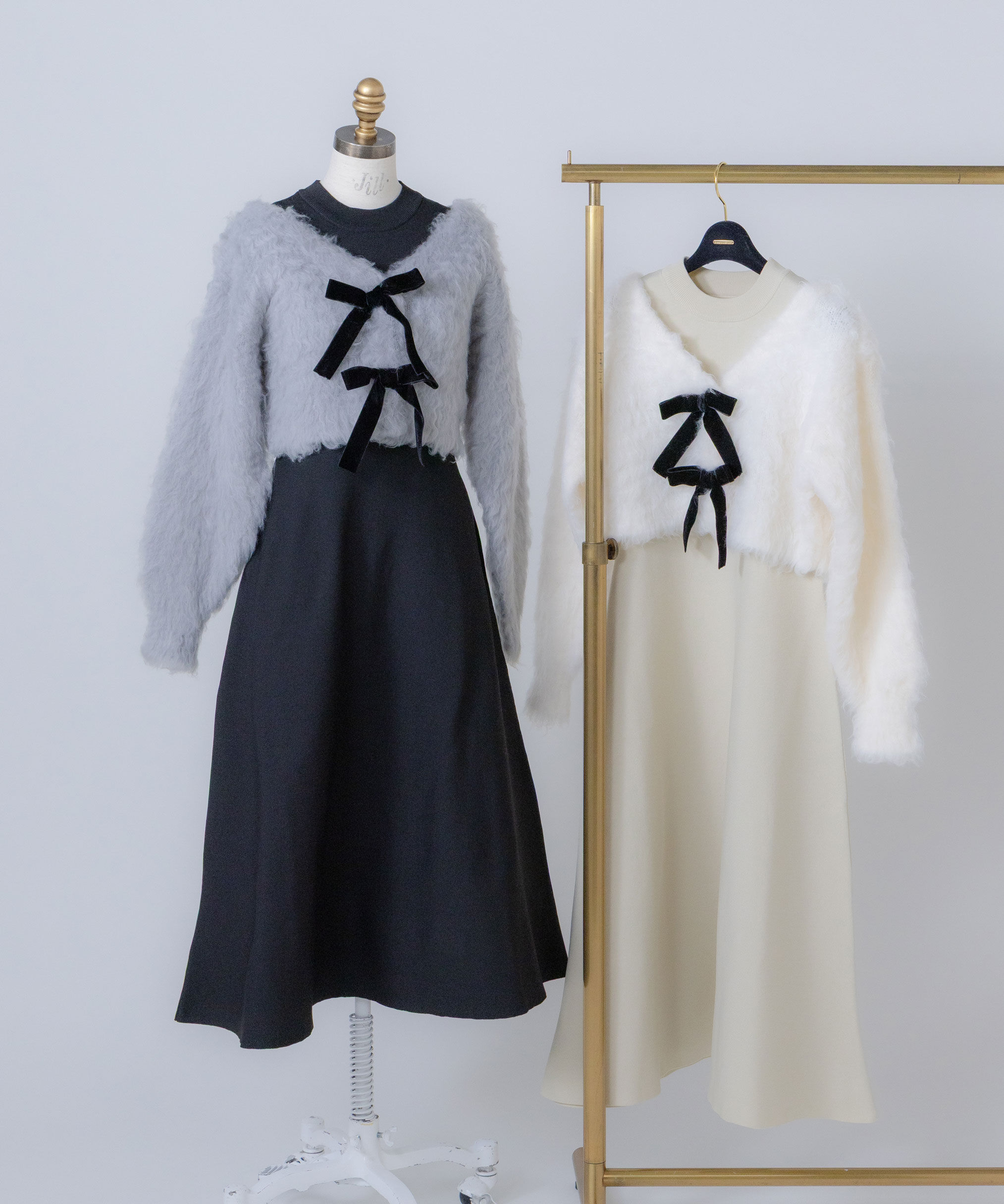  「起毛カーデニットワンピースセット」|ワンピース|