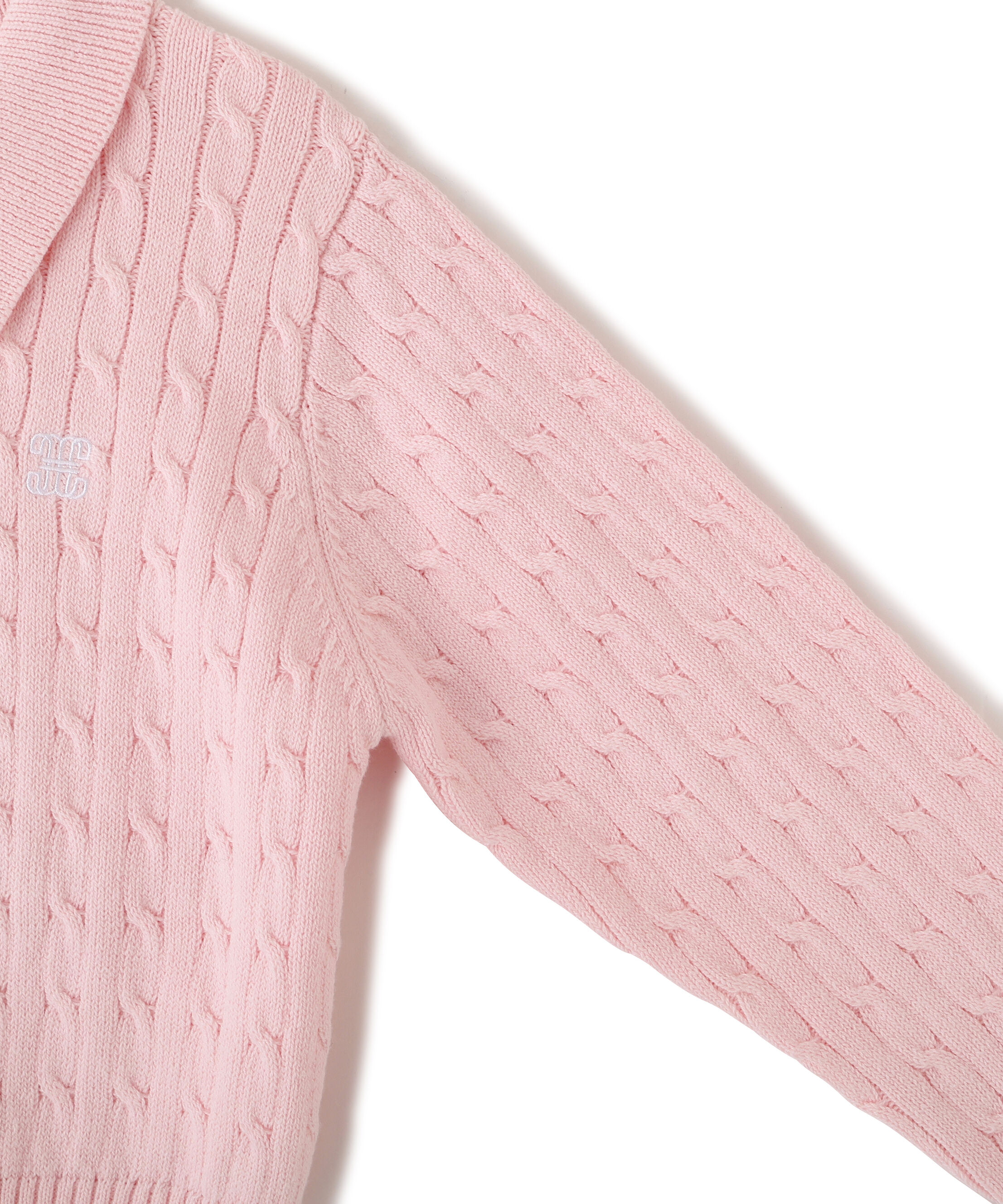  「ポロ衿コットンブレンドケーブルニット」|ニット・セーター|