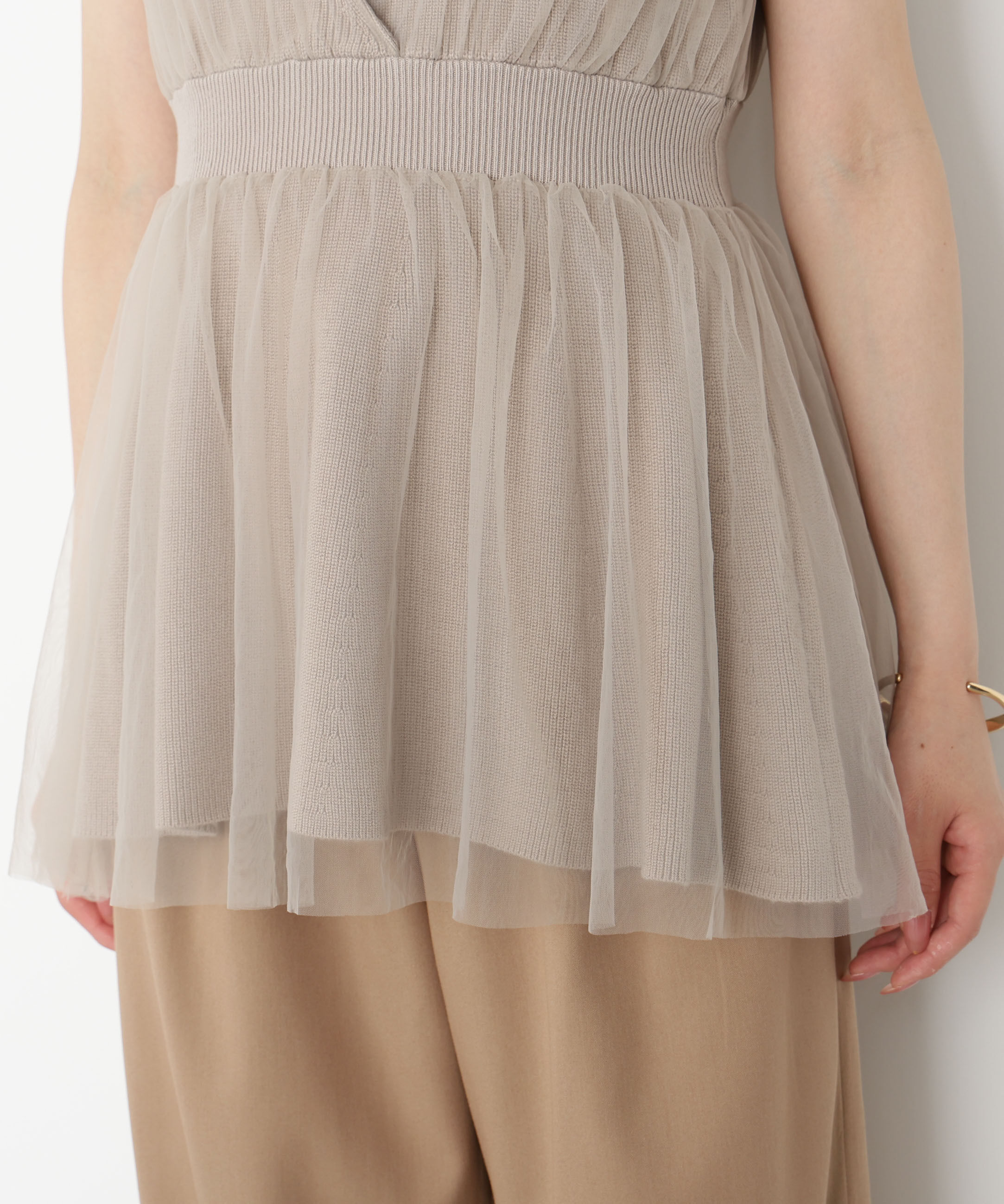 PROPORTION BODY DRESSING「チュールドッキングニットジレ 25AW」|ニット・セーター|