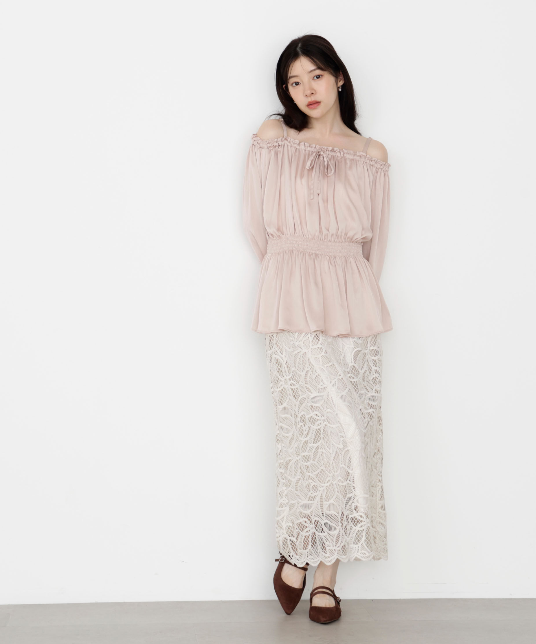 PROPORTION BODY DRESSING「ケミカルレースナロースカート 25AW」|スカート|ライトベージ