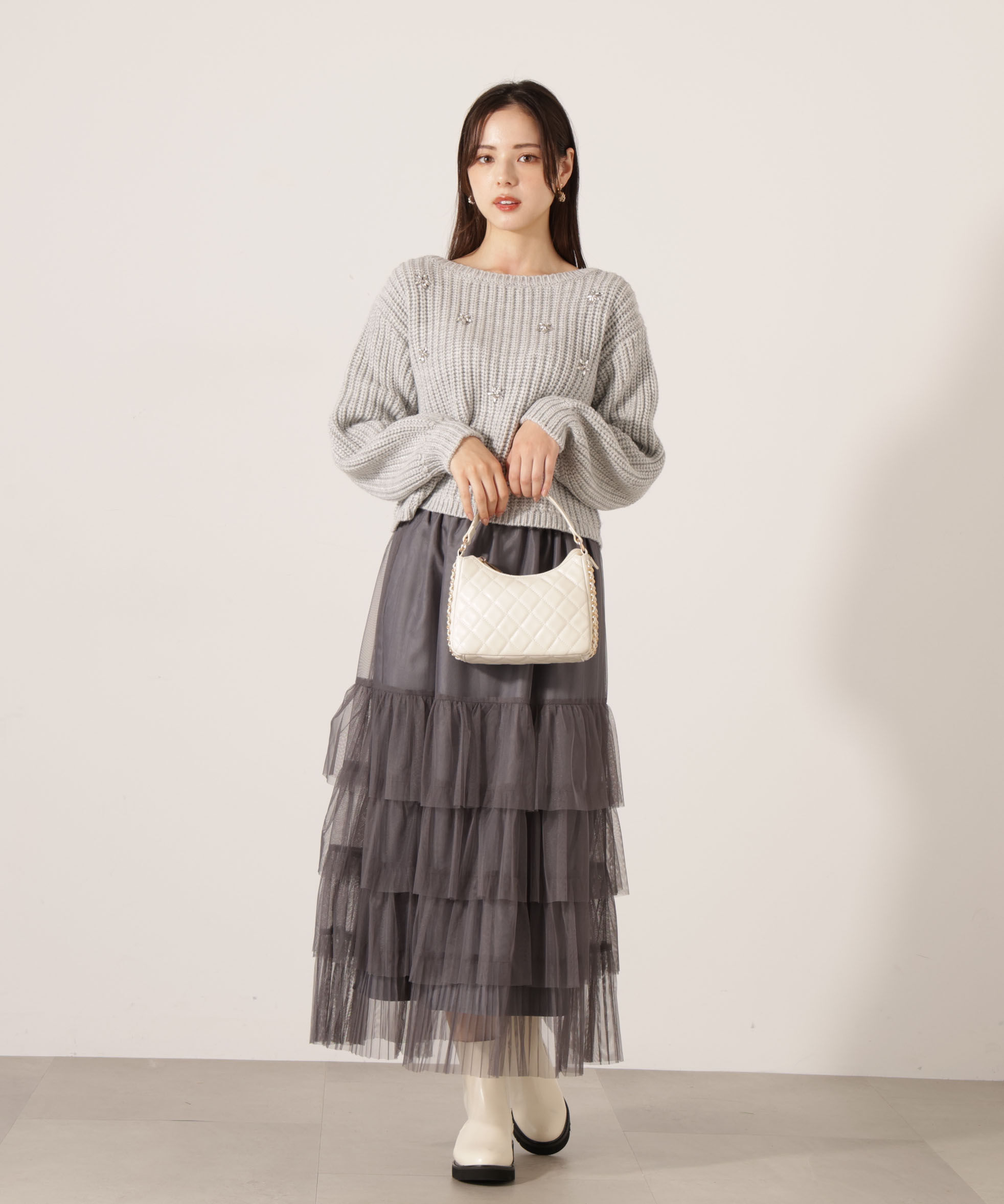 PROPORTION BODY DRESSING「部分プリーツティアードスカート　25AW」|スカート|