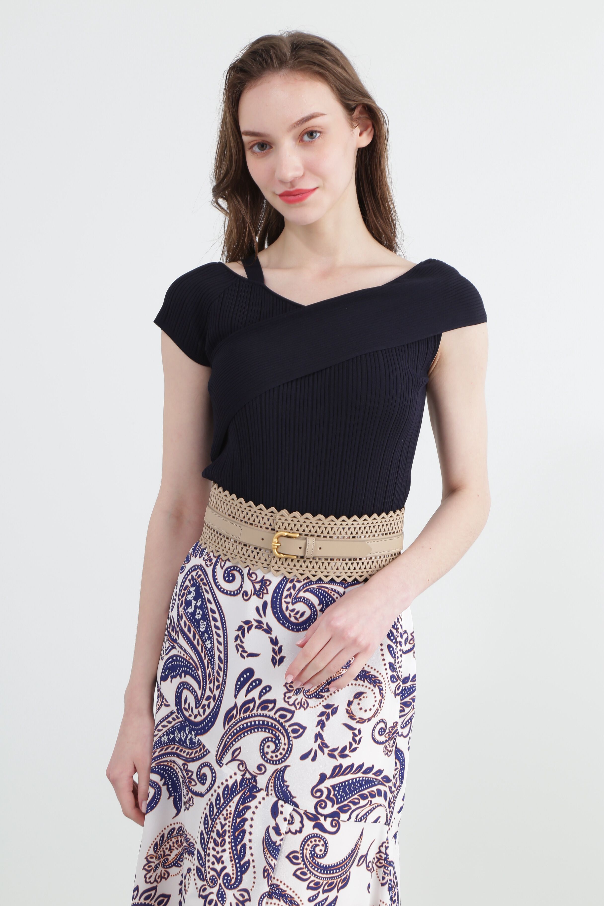  「◆アシンメトリーリブニットトップス」|ニット・セーター|