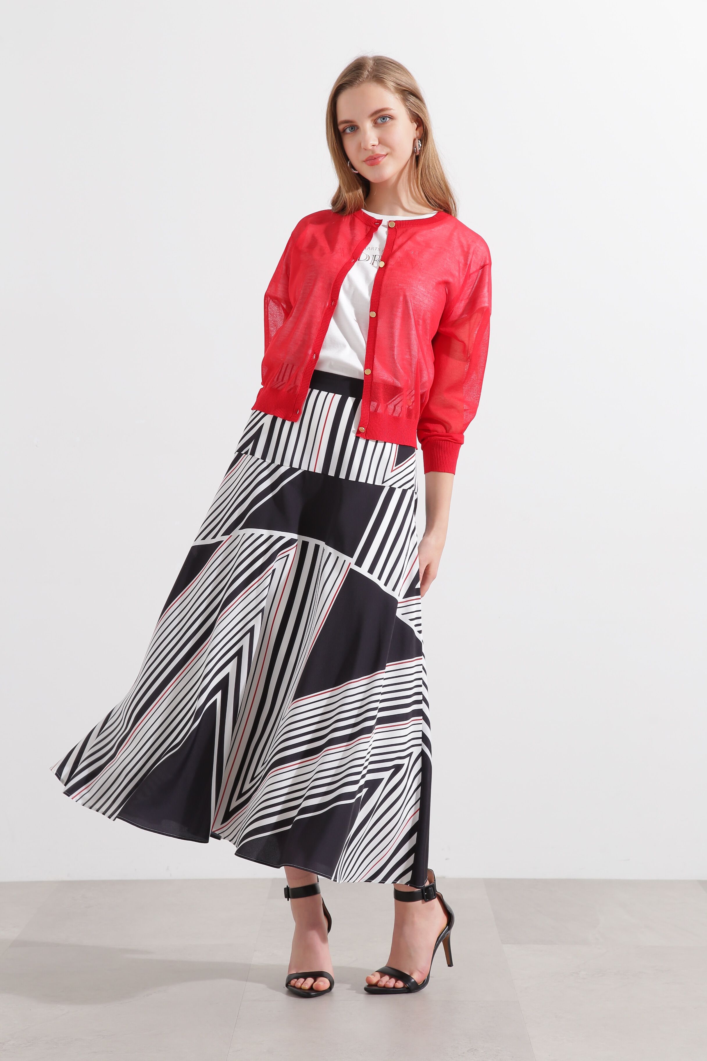  「◆トライアングルボーダープリントスカート」|スカート|