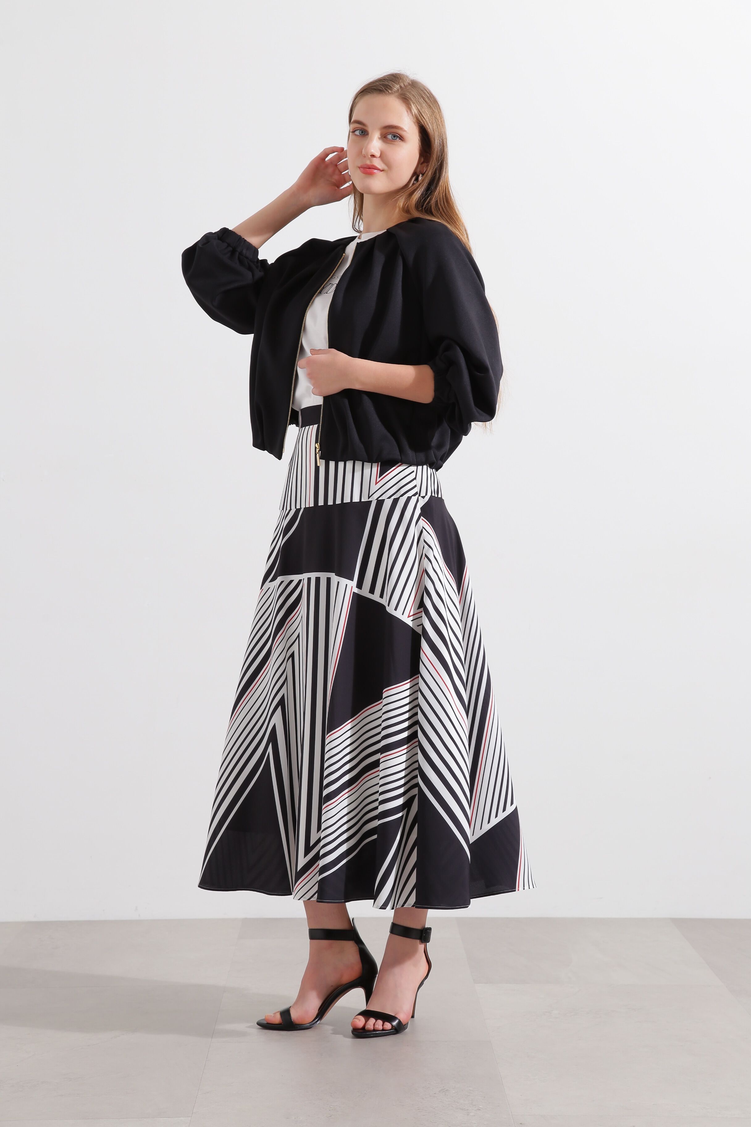  「◆トライアングルボーダープリントスカート」|スカート|