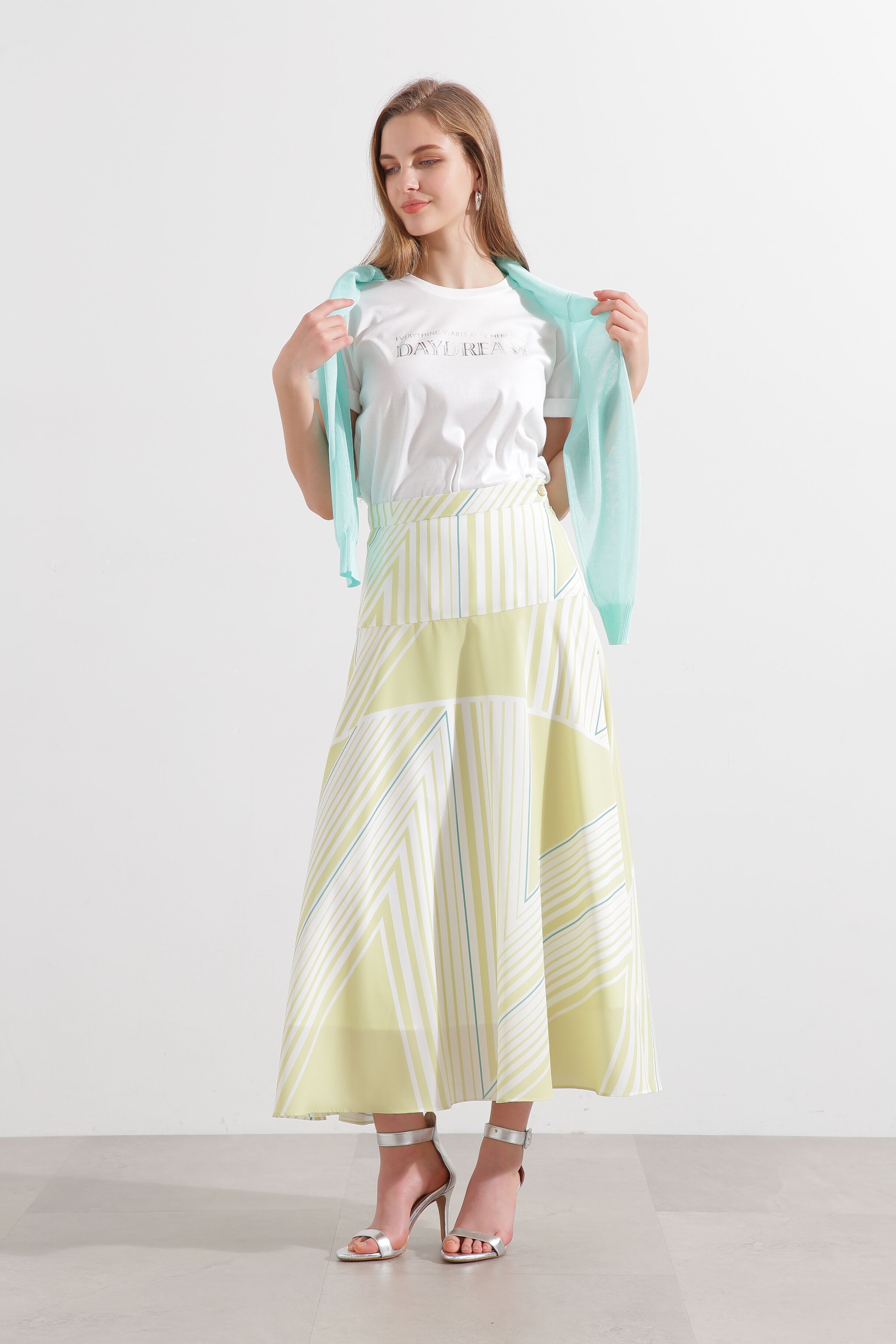  「◆トライアングルボーダープリントスカート」|スカート|