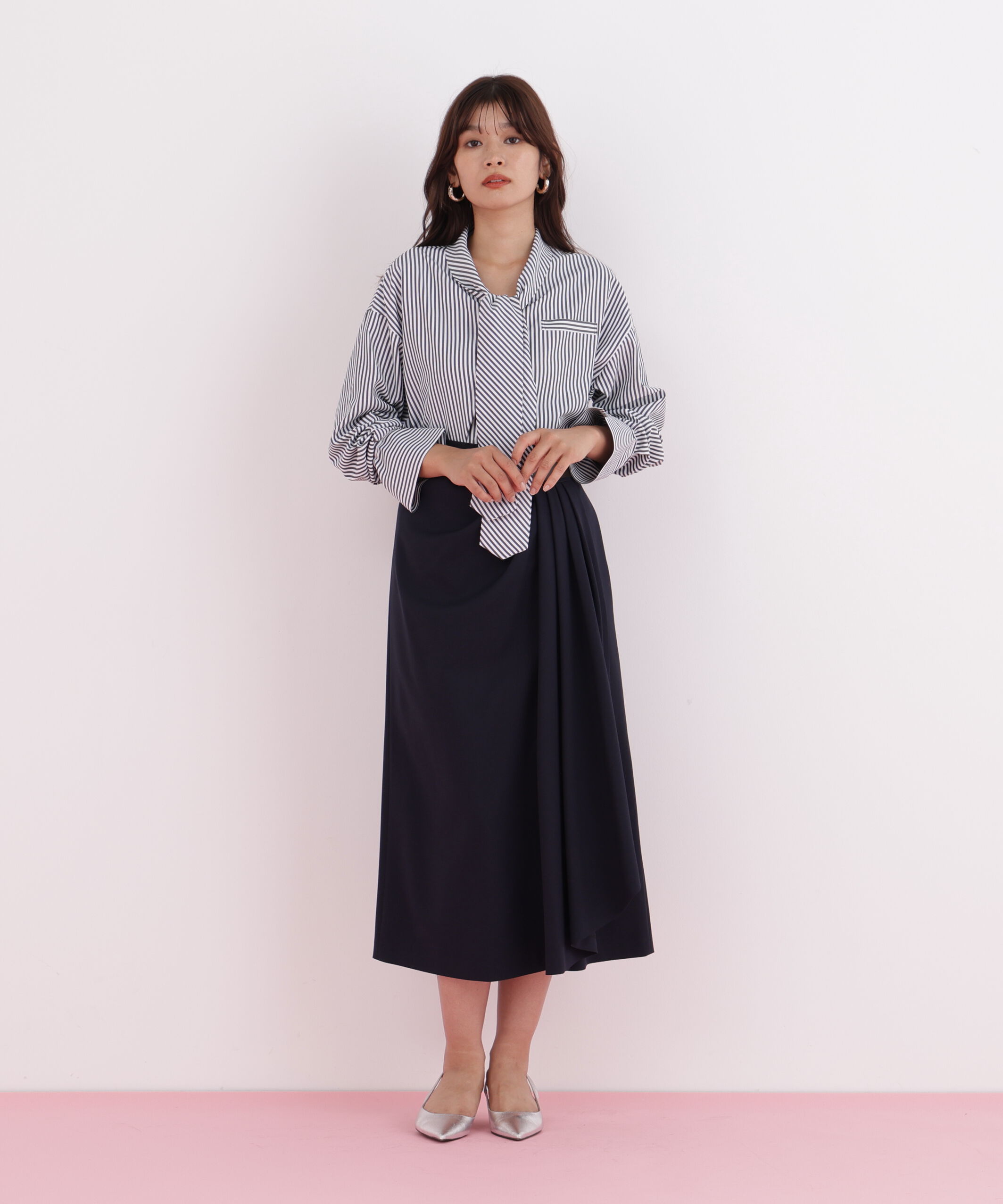  「サイドパッチタックスカート」|スカート|