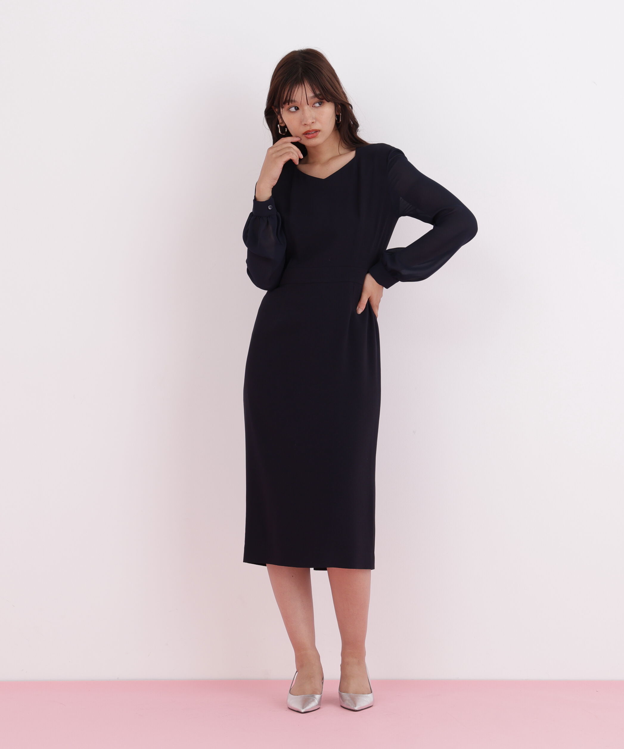  「ダイヤモンドネックコンビワンピース」|ワンピース|