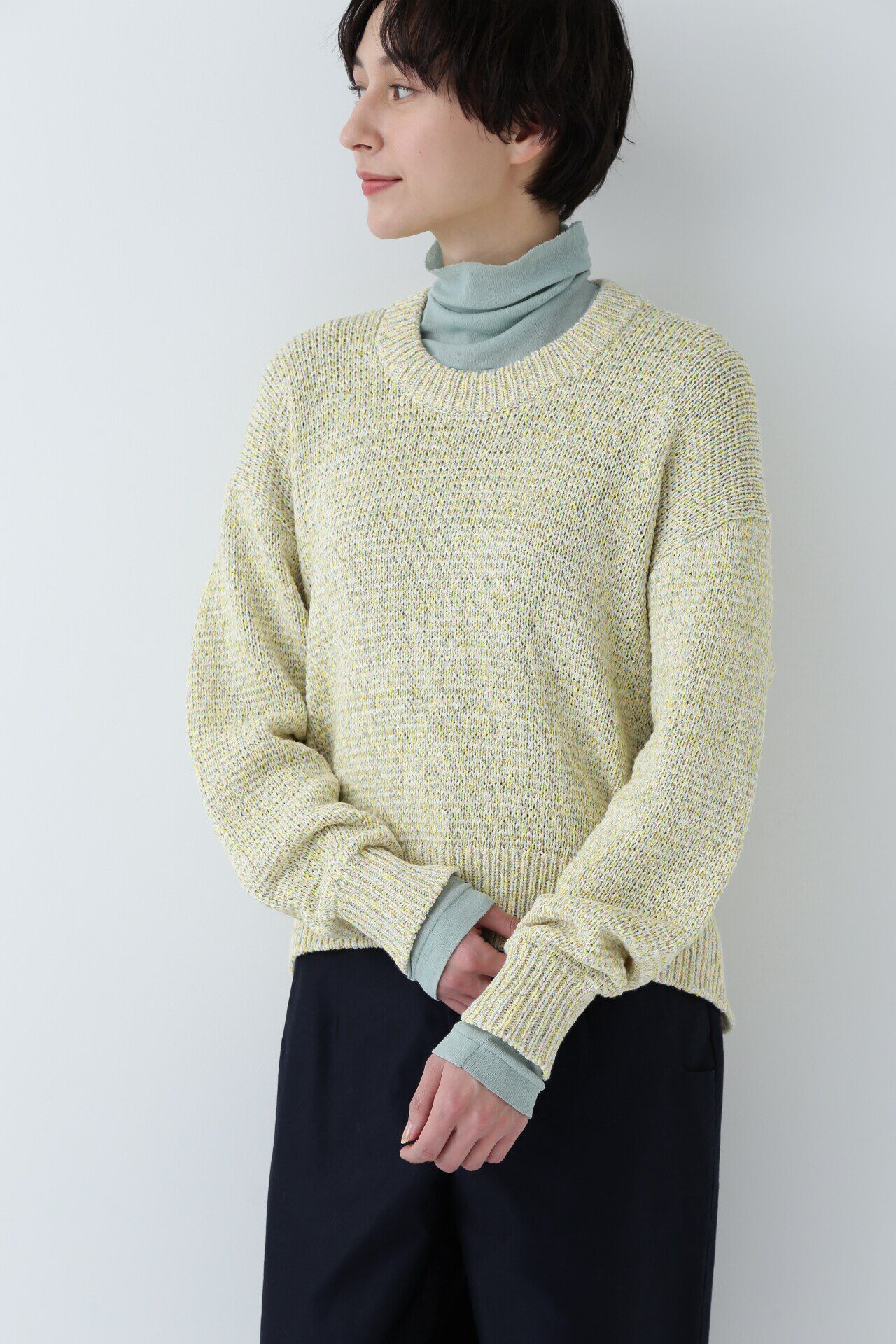  「◆カラーミックスニット」|ニット・セーター|イエローMIX3