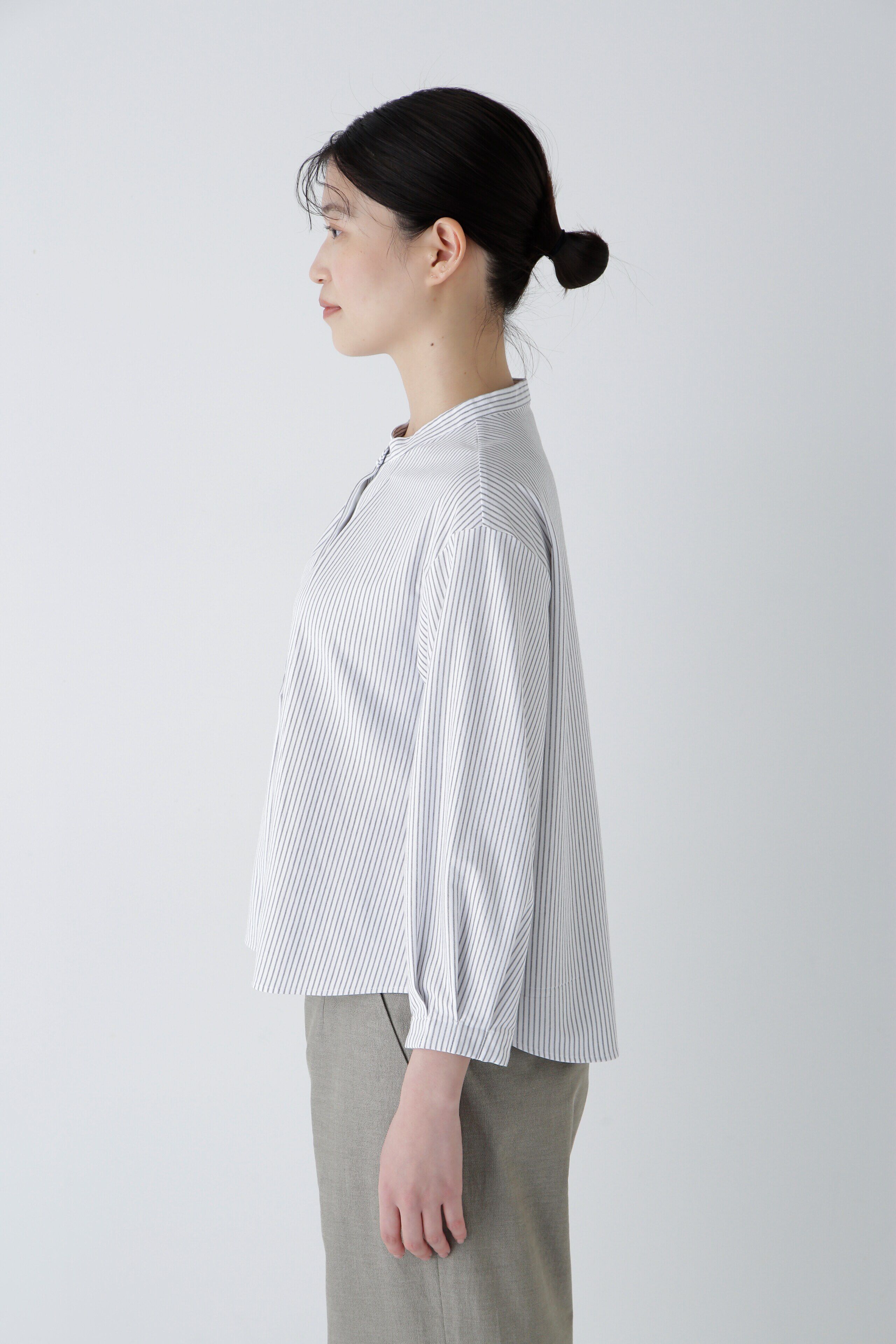  「◆鹿の子ジャージーストライプバンドカラープルオーバー」|Tシャツ・カットソー|