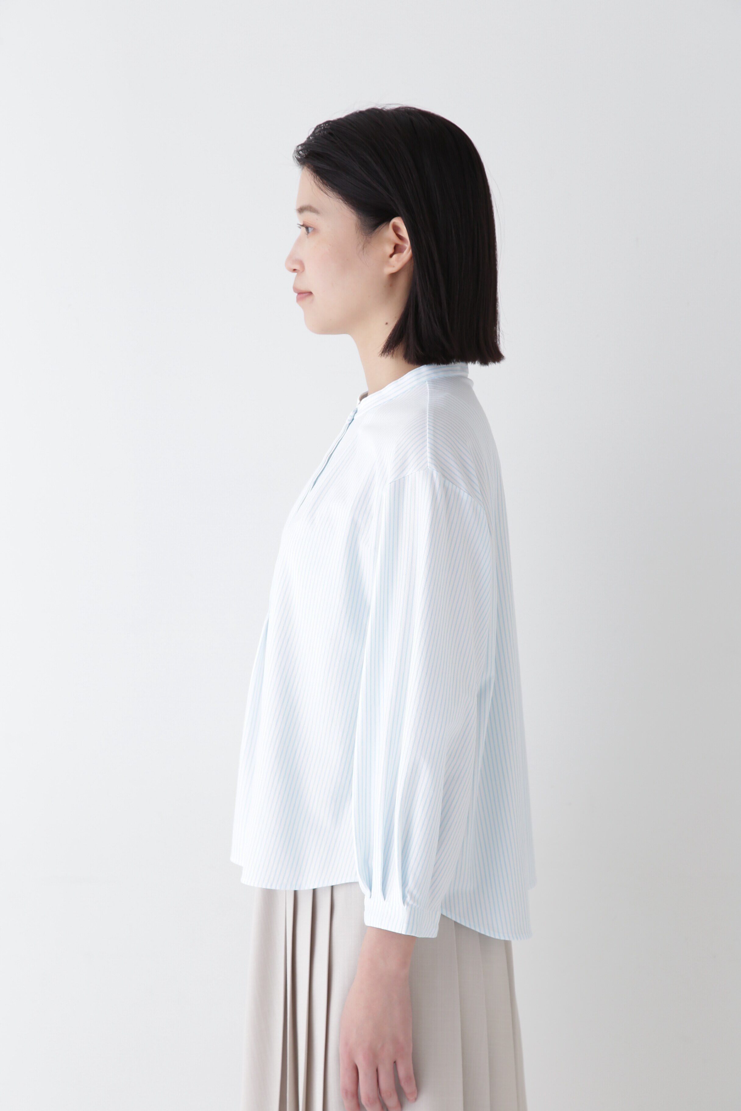  「◆鹿の子ジャージーストライプバンドカラープルオーバー」|Tシャツ・カットソー|