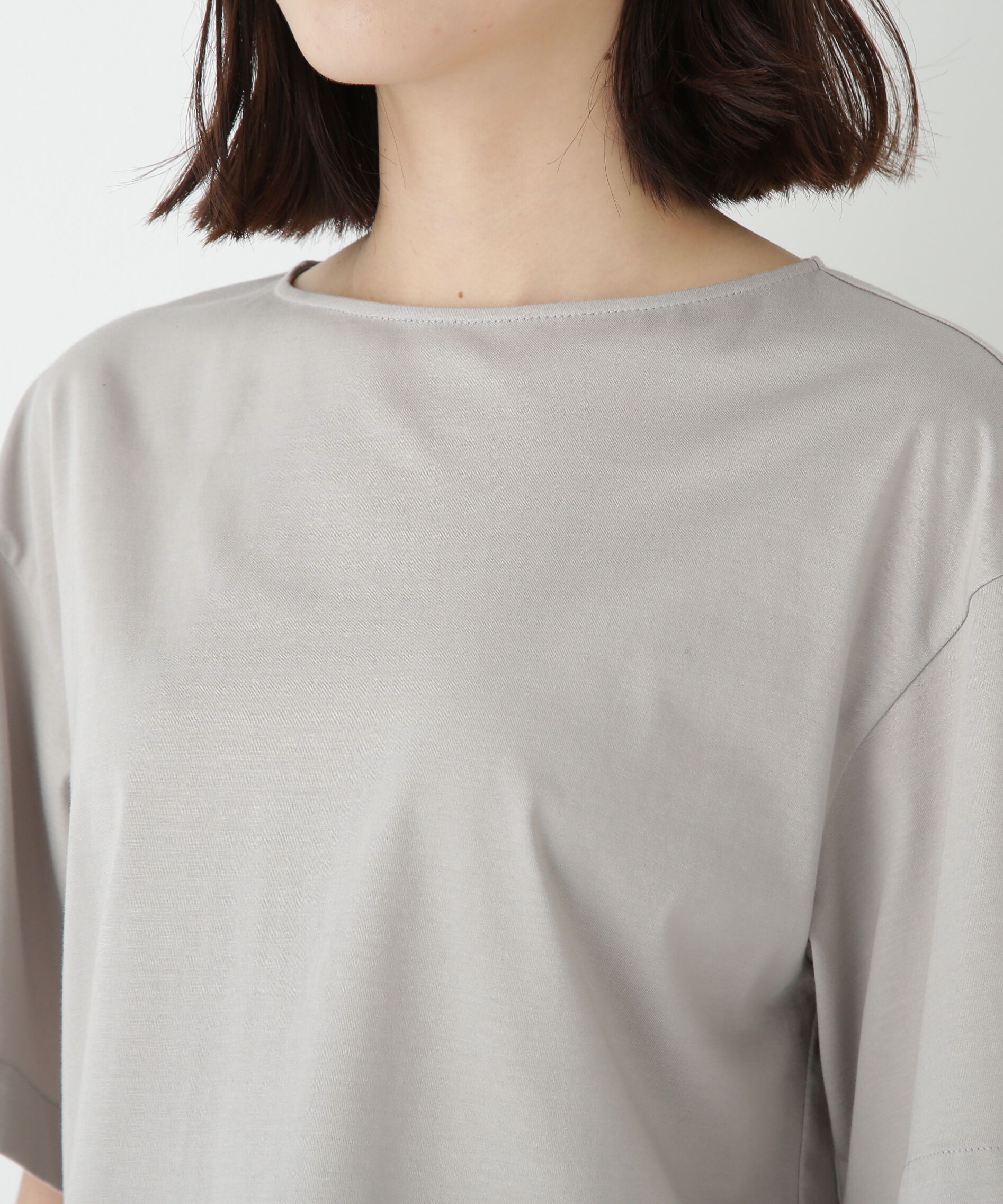  「◆プレーティング天竺タックスリーブボートネックプルオーバー」|Tシャツ・カットソー|