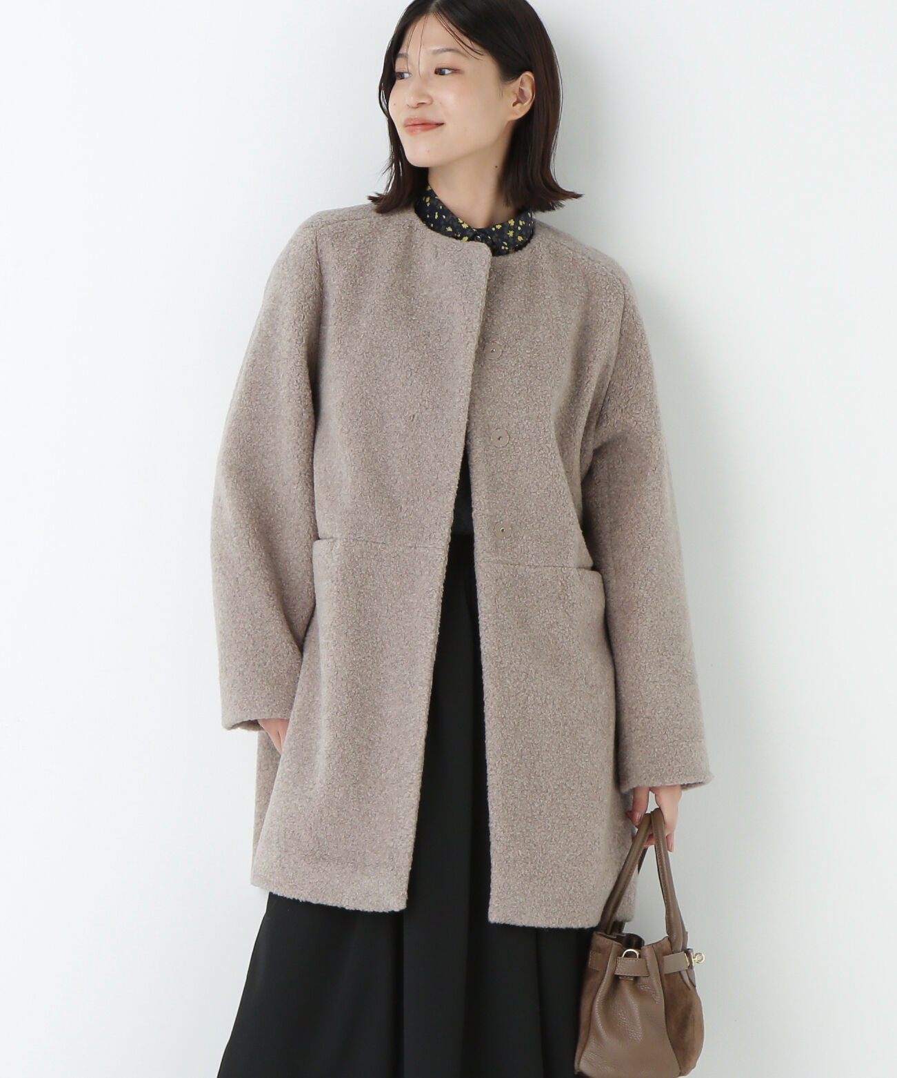  「◆ボアノーカラーコート」|その他|グレージュ2